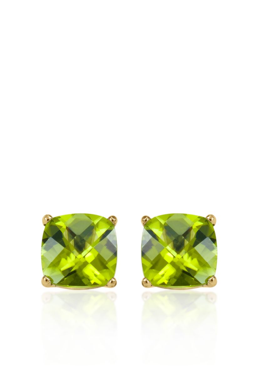 14k Yellow Gold 6mm Peridot Stud Earrings