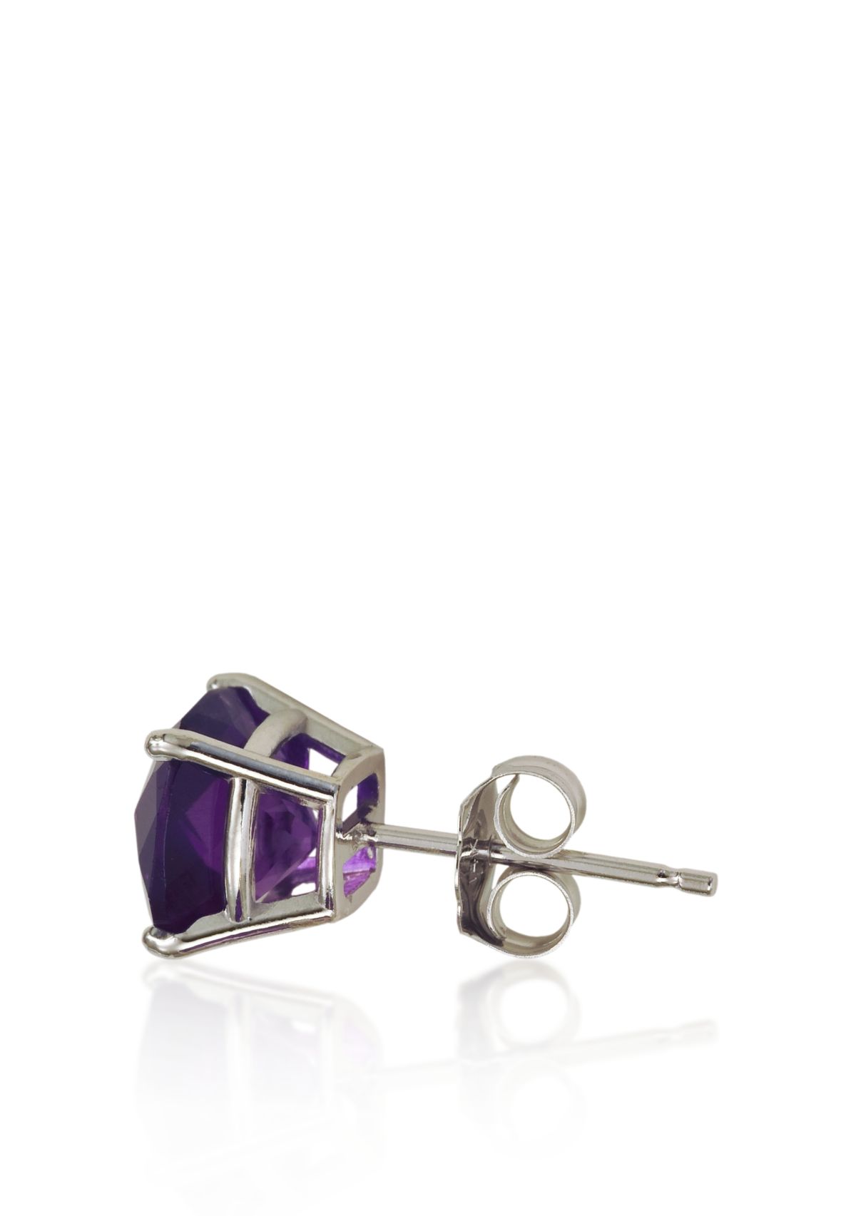 14k White Gold 8mm Amethyst Stud Earrings