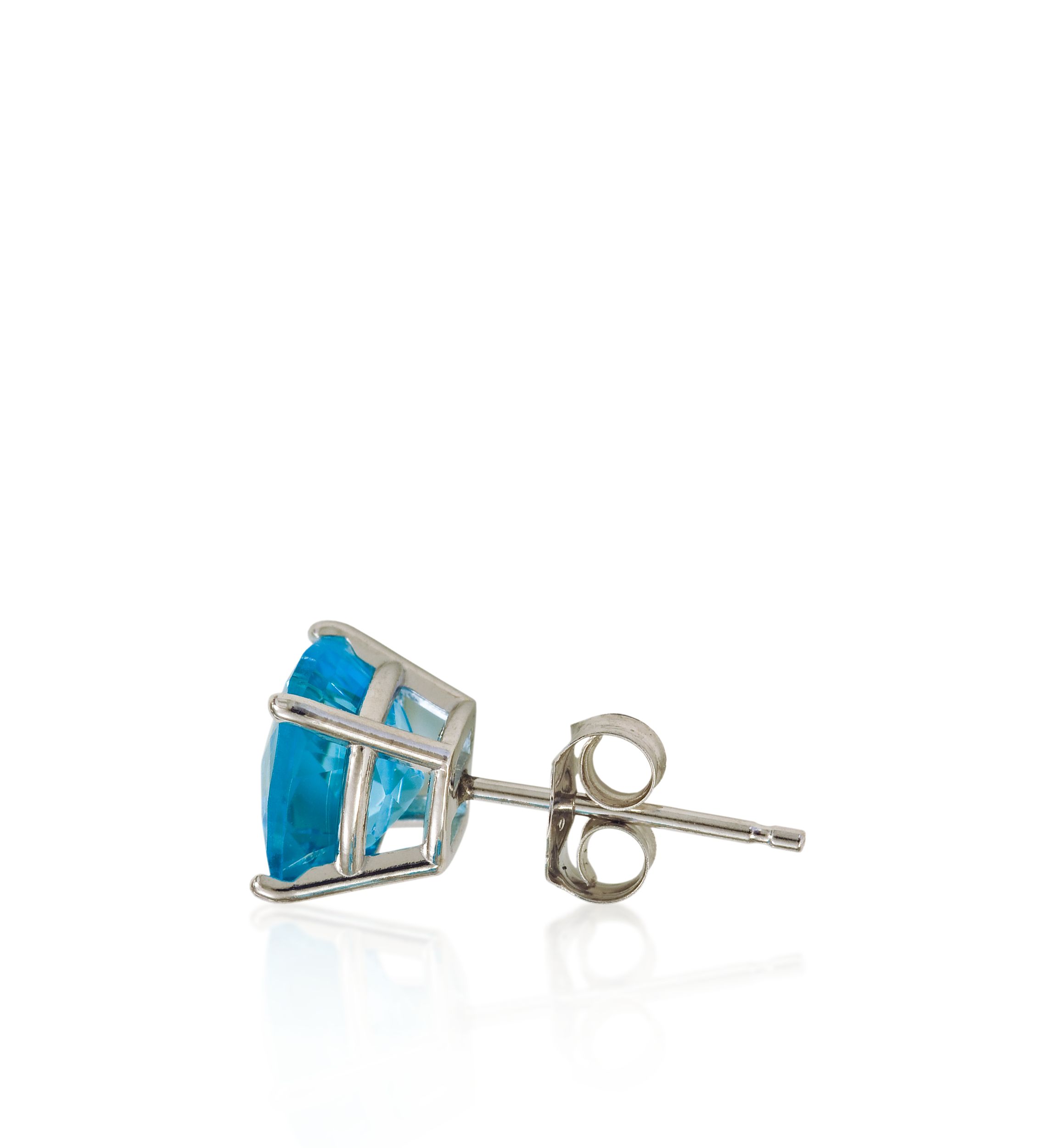 14k White Gold 8mm Blue Topaz Stud Earrings