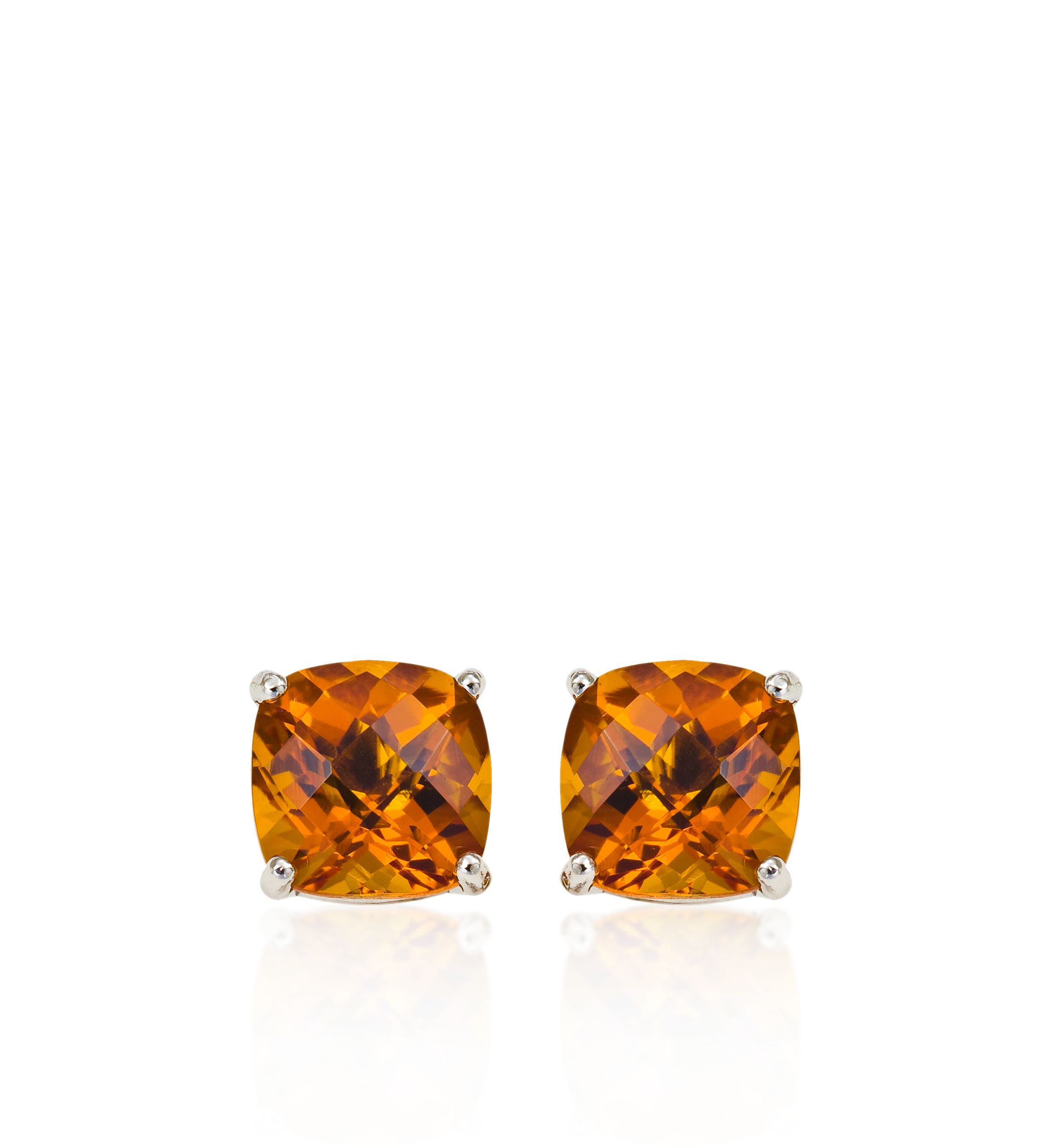 14k White Gold 8mm Citrine Stud Earrings