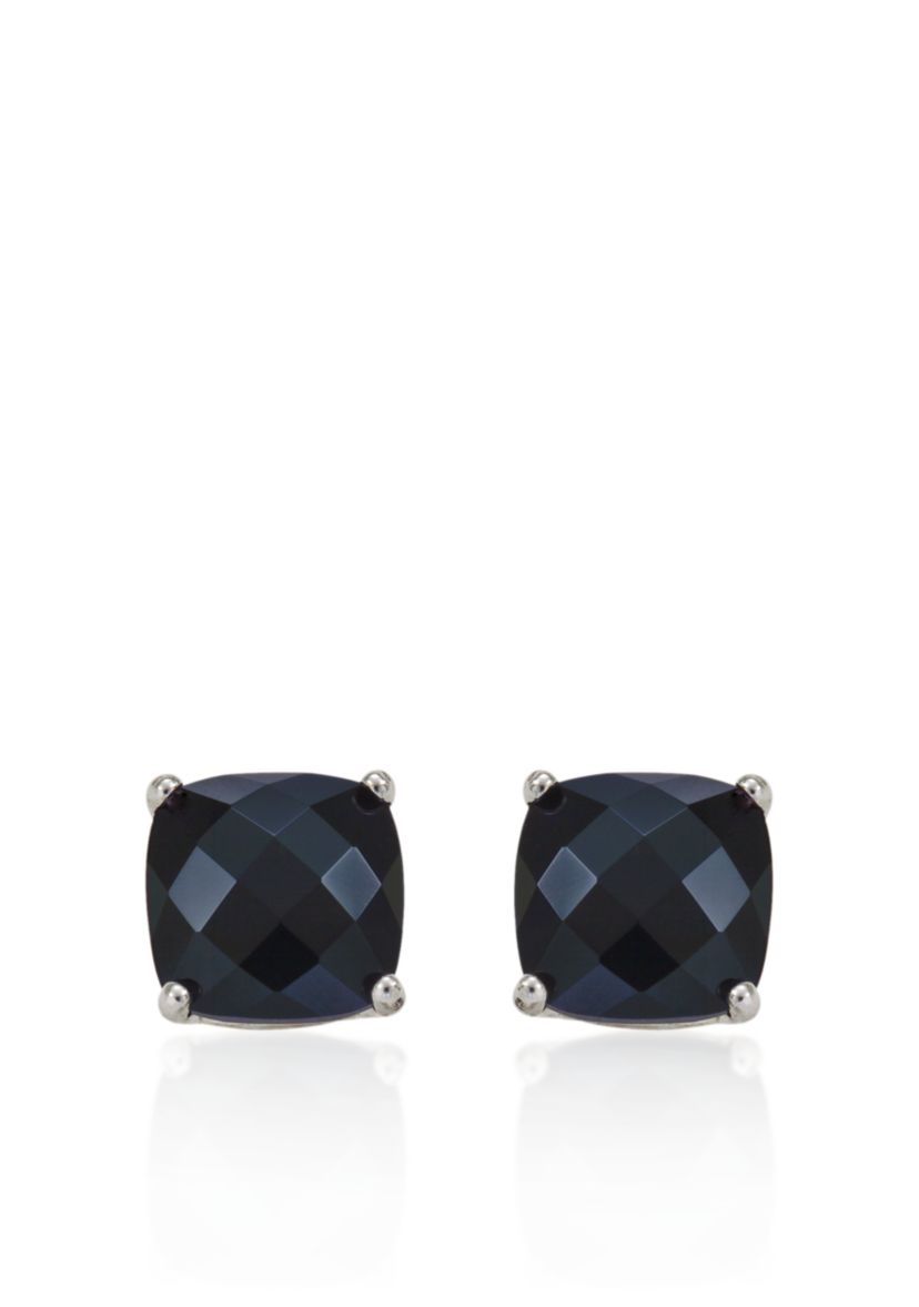 14k White Gold 8mm Onyx Stud Earrings