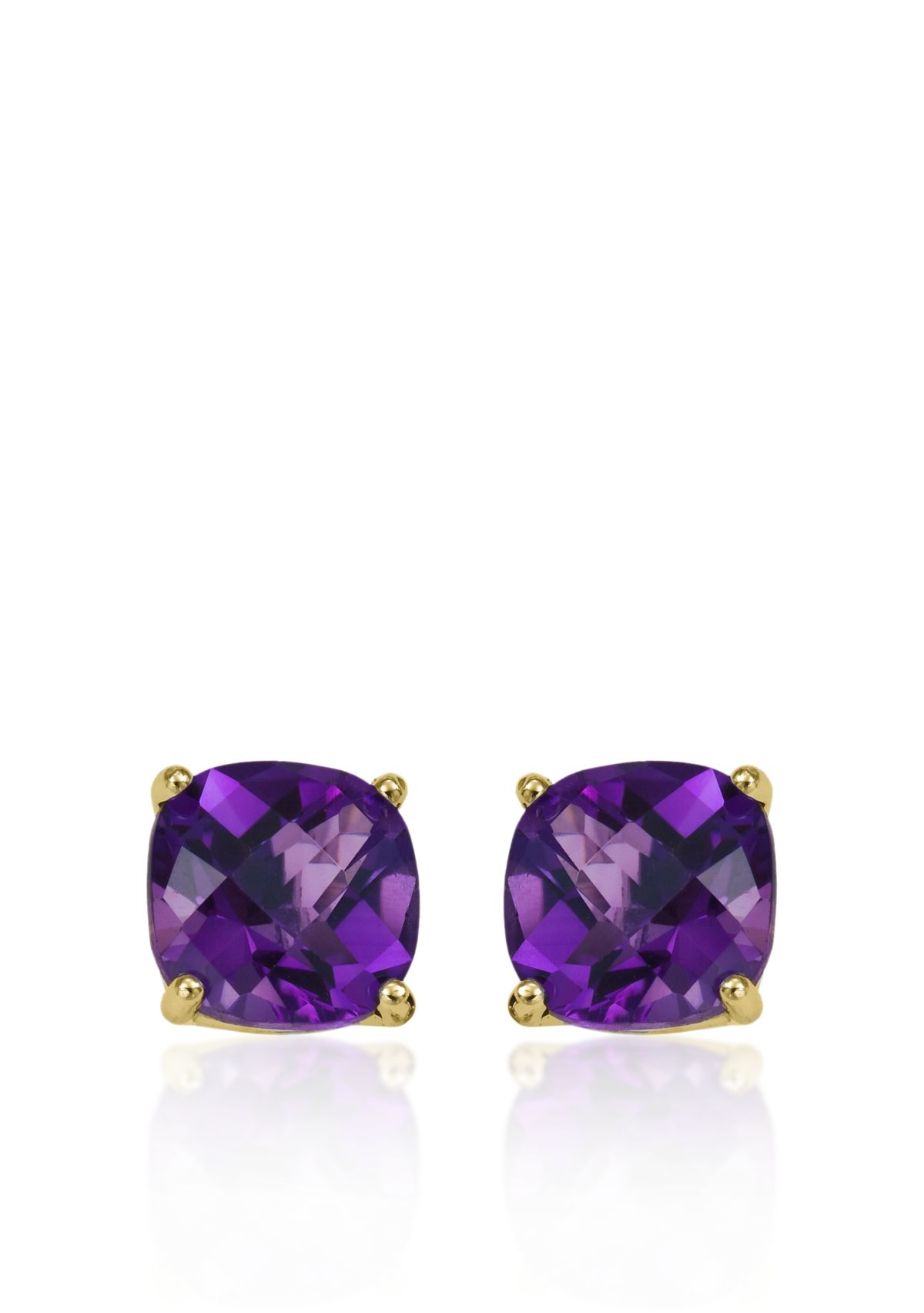 14k Yellow Gold 8mm Amethyst Stud Earrings