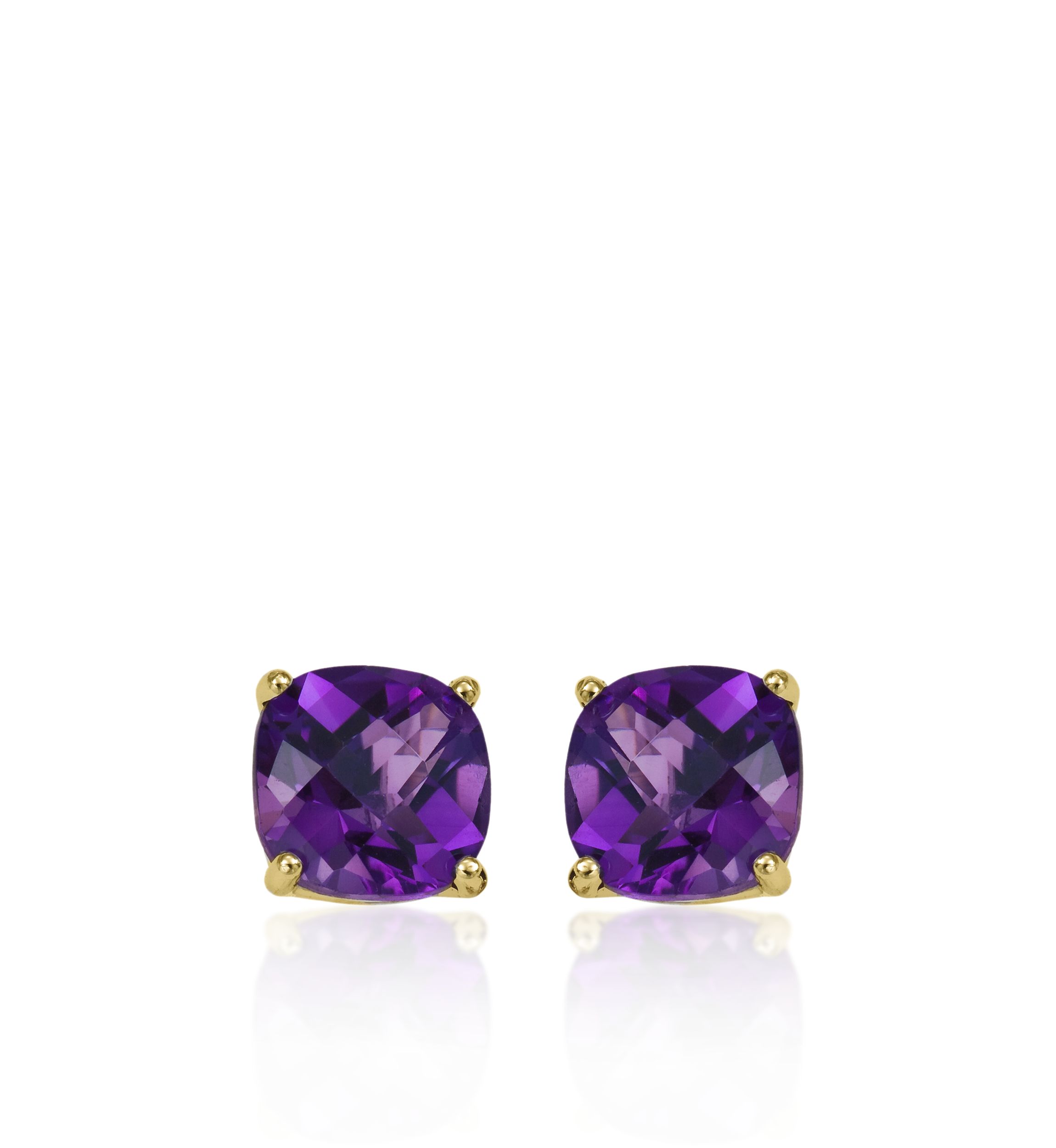 14k Yellow Gold 8mm Amethyst Stud Earrings