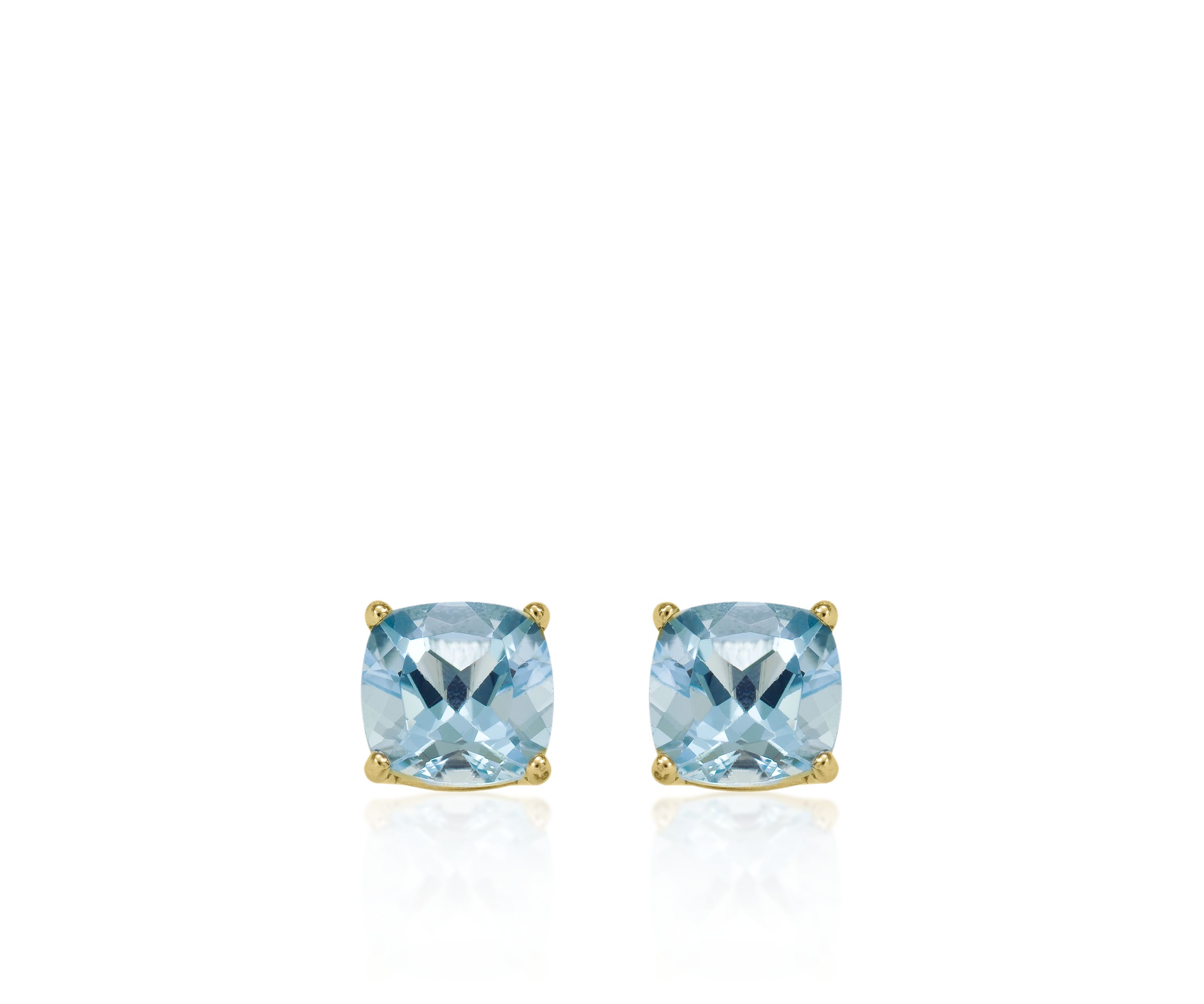 14k Yellow Gold 8mm Aquamarine Stud Earrings