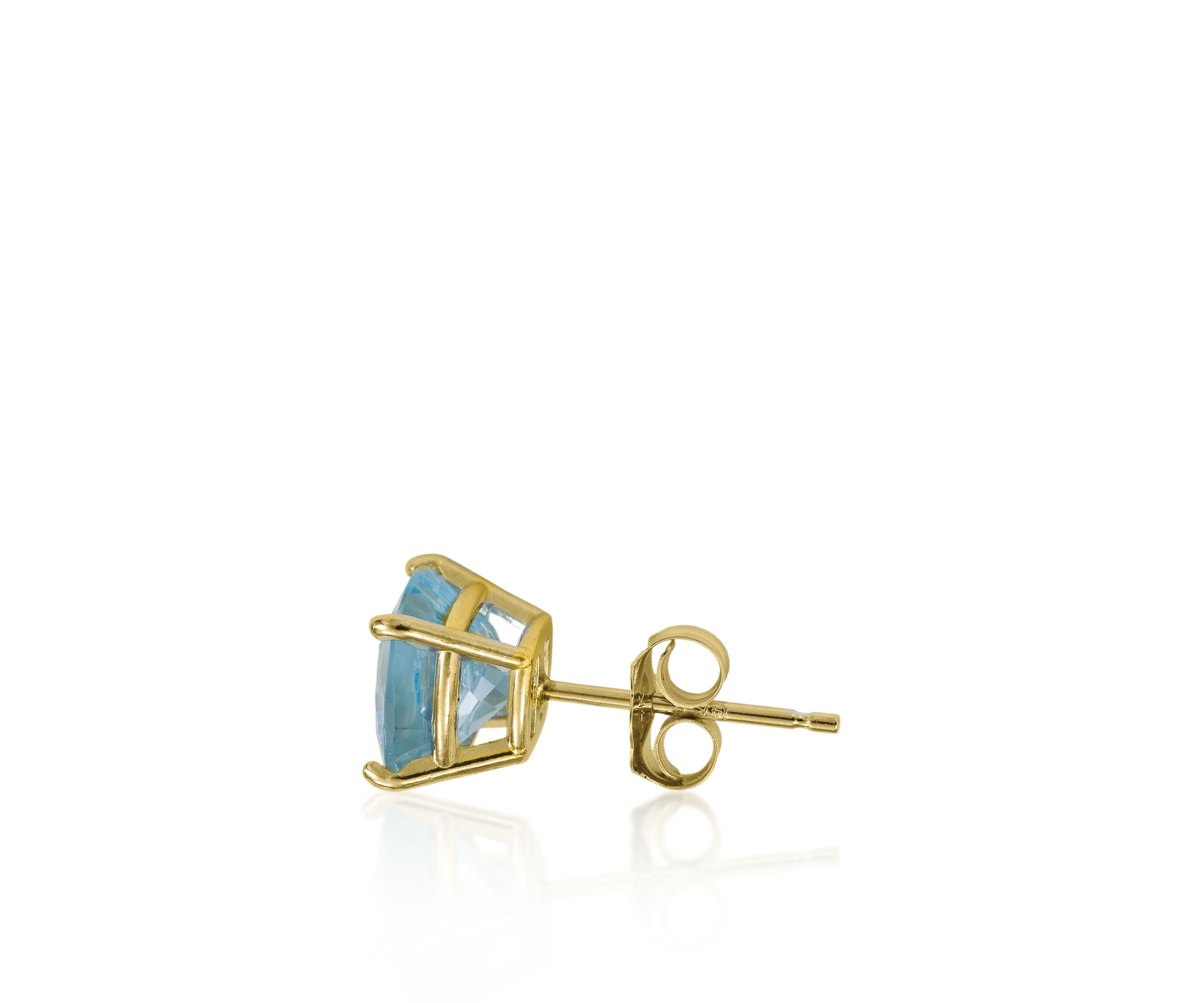 14k Yellow Gold 8mm Aquamarine Stud Earrings