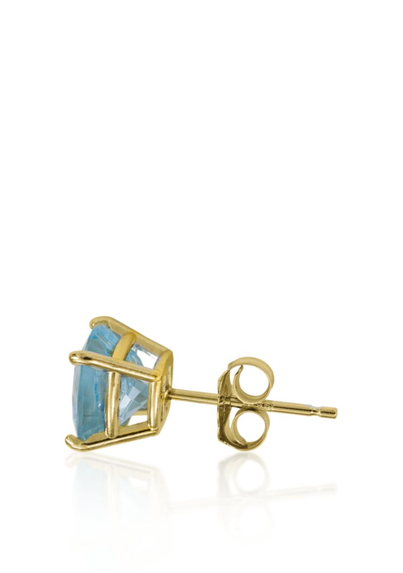 14k Yellow Gold 8mm Aquamarine Stud Earrings