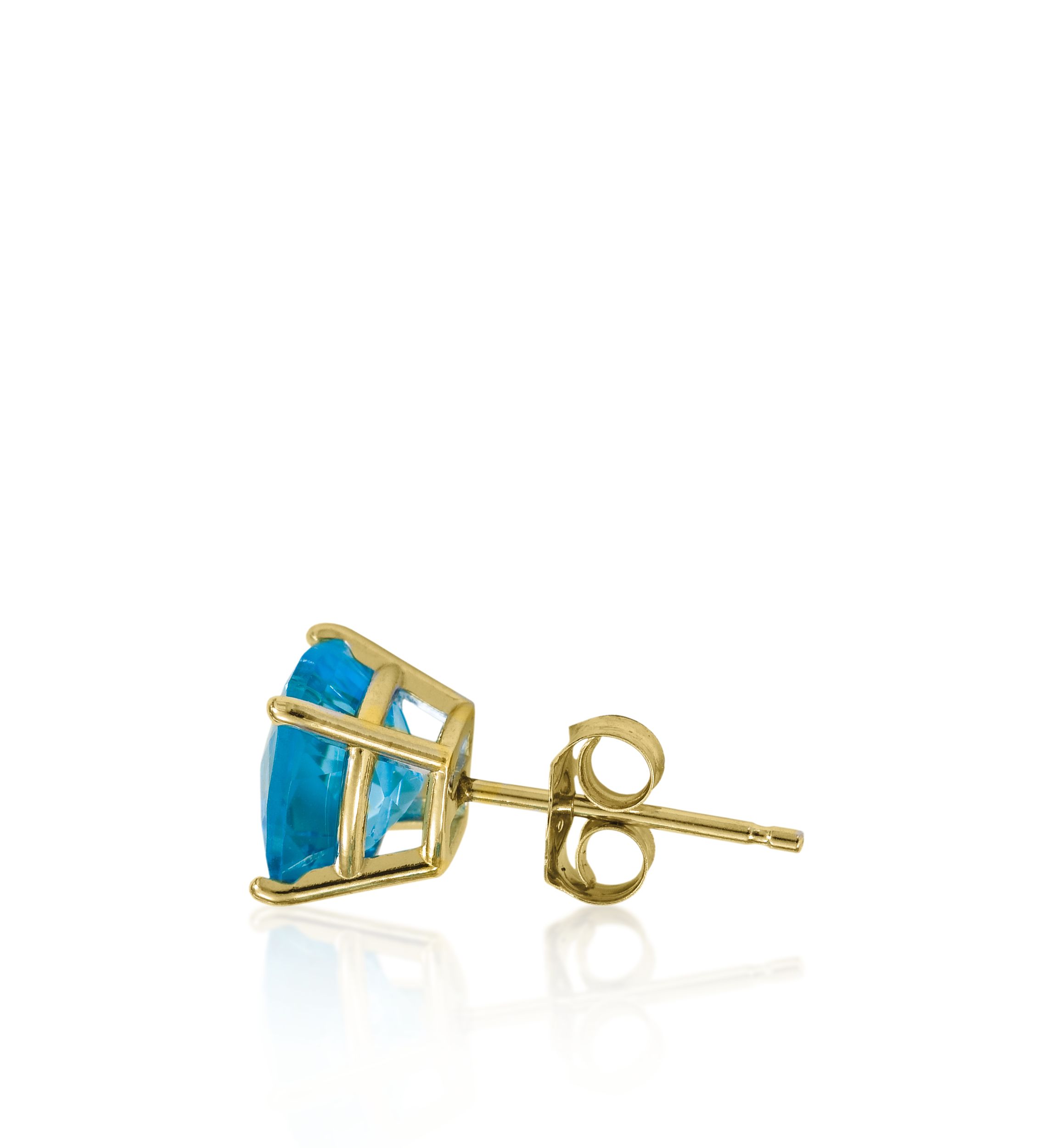 14k Yellow Gold 8mm Blue Topaz Stud Earrings