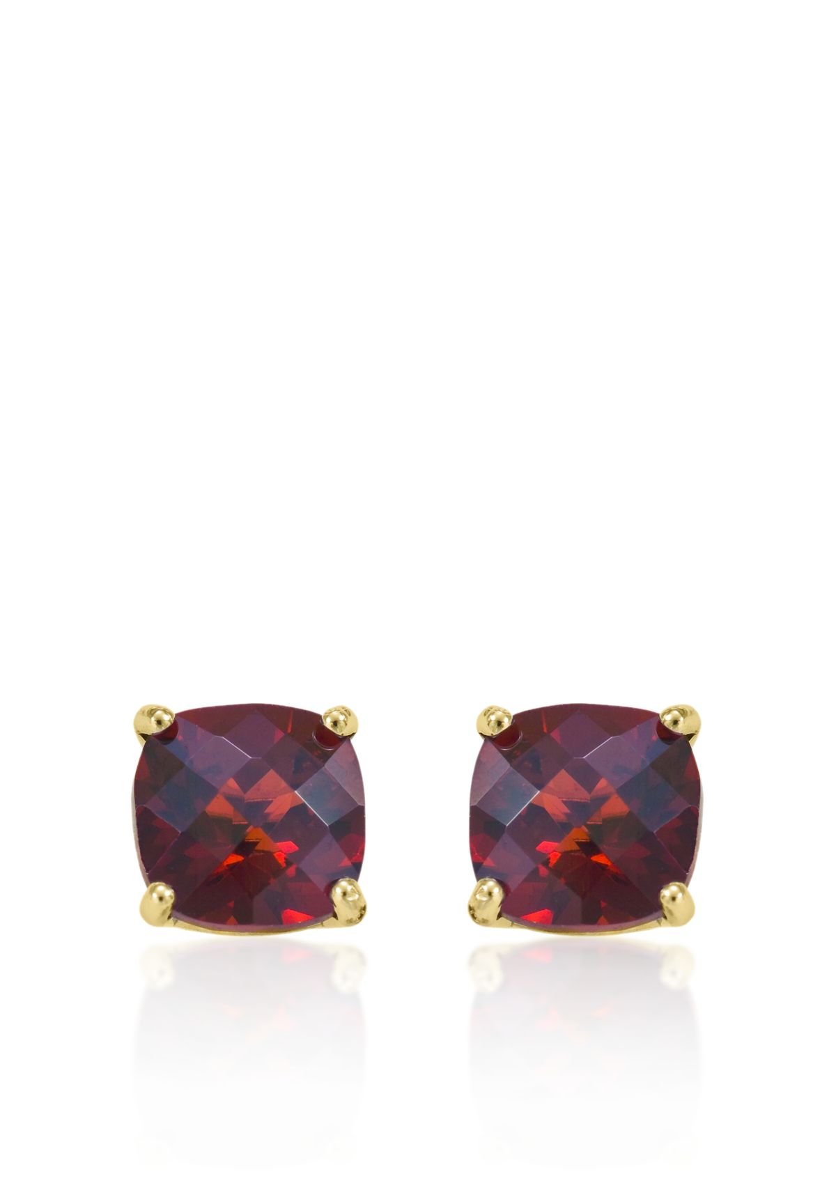 14k Yellow Gold 8mm Garnet Stud Earrings