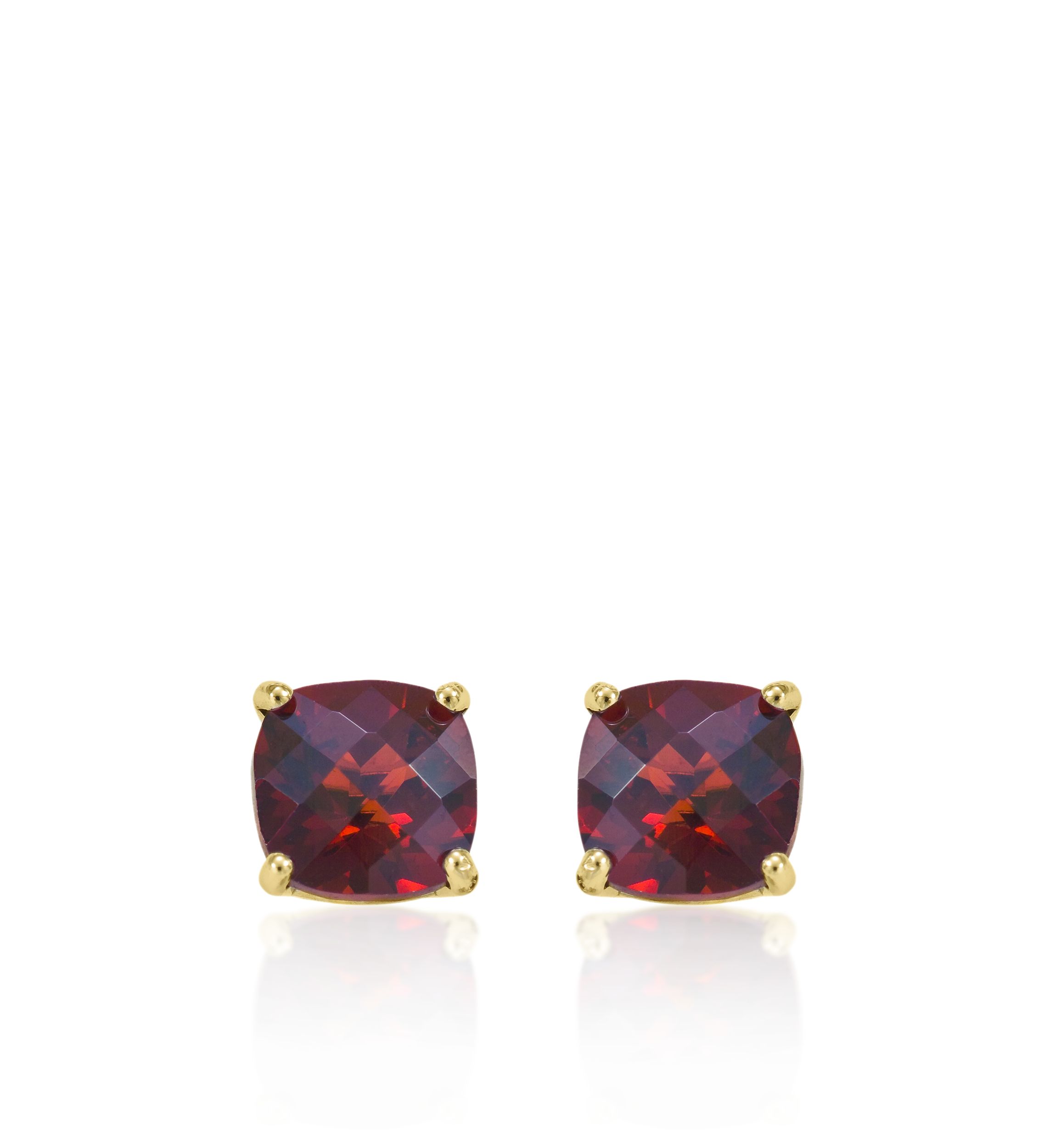 14k Yellow Gold 8mm Garnet Stud Earrings