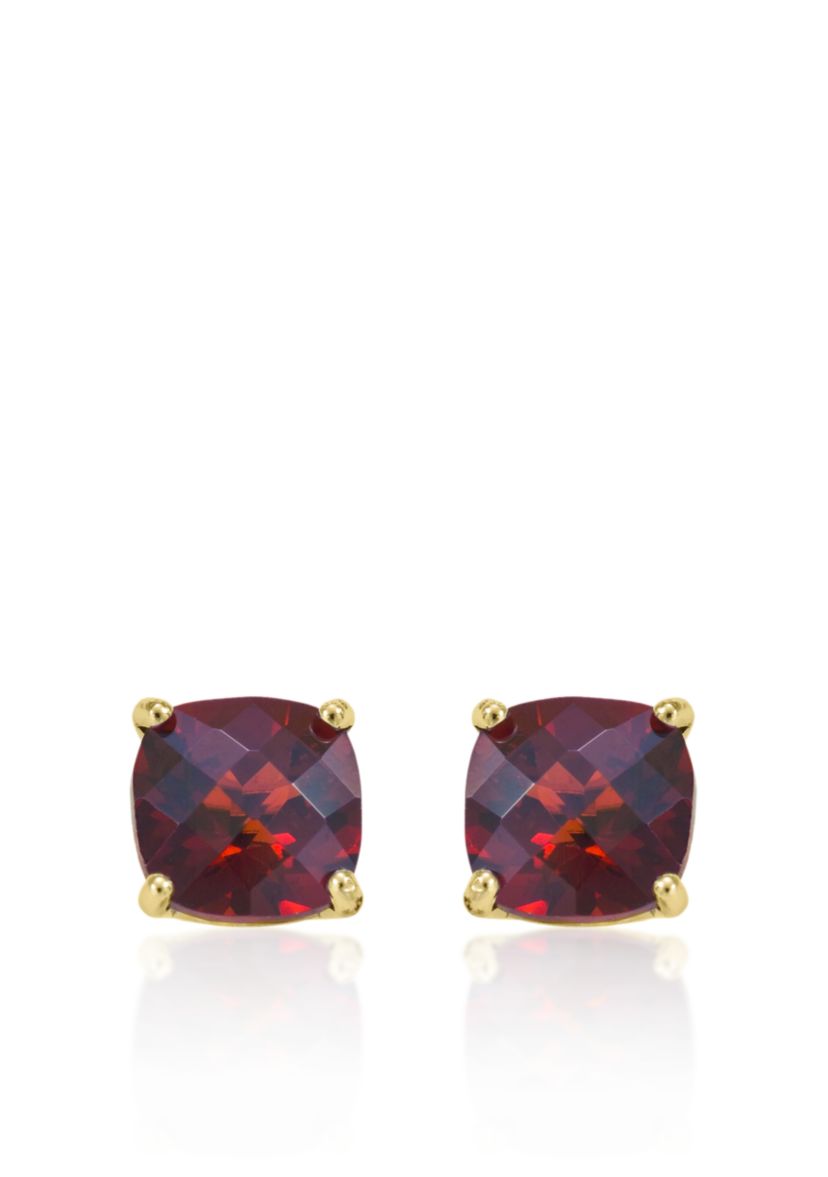 14k Yellow Gold 8mm Garnet Stud Earrings