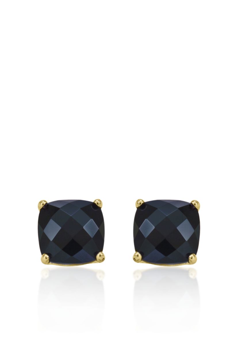 14k Yellow Gold 8mm Onyx Stud Earrings