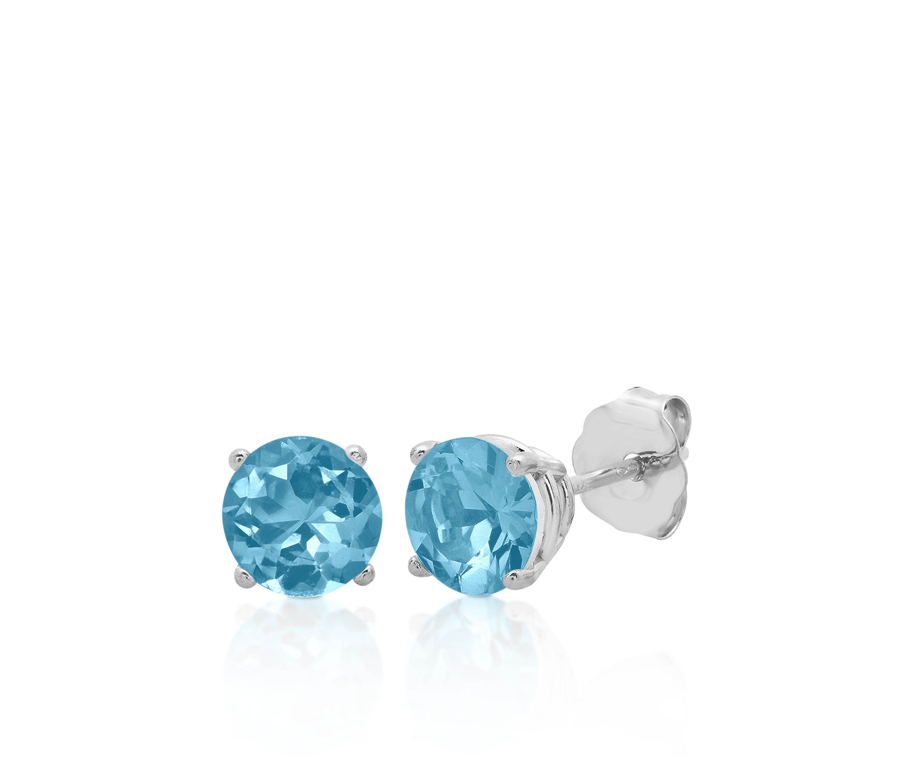 10k White Gold Blue Topaz Stud Earrings