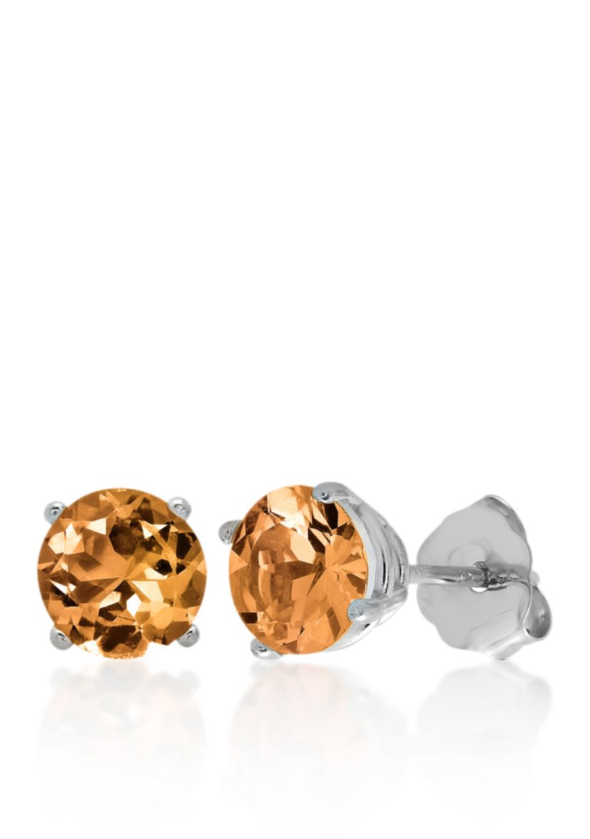 10k White Gold Citrine Stud Earrings