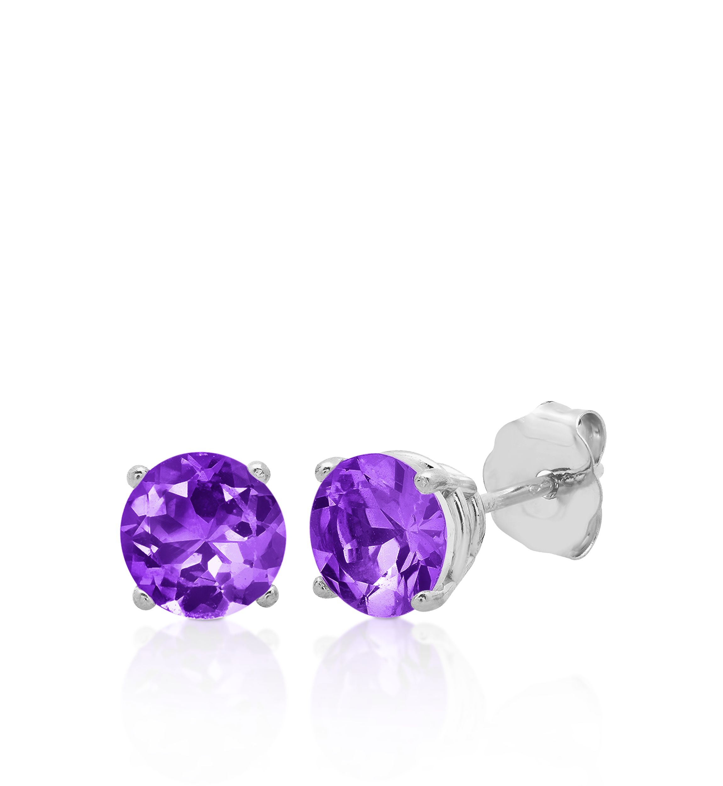 10k White Gold Amethyst Stud Earrings