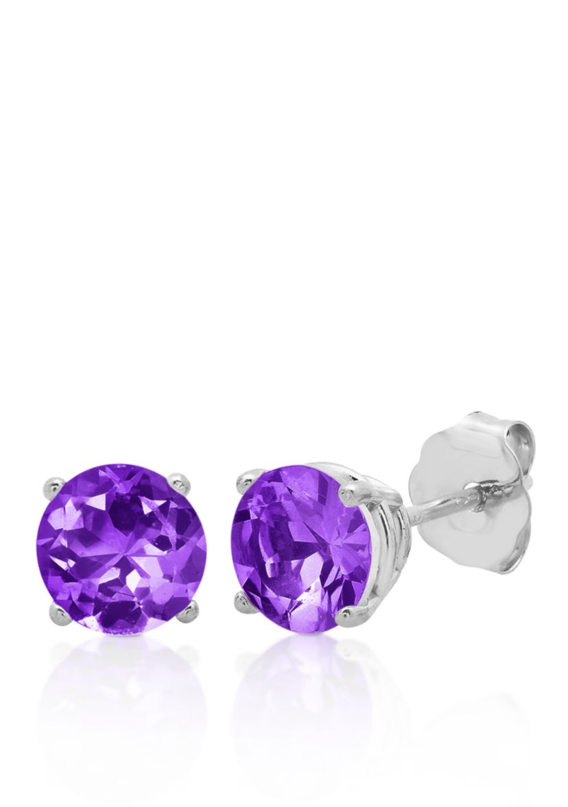 10k White Gold Amethyst Stud Earrings