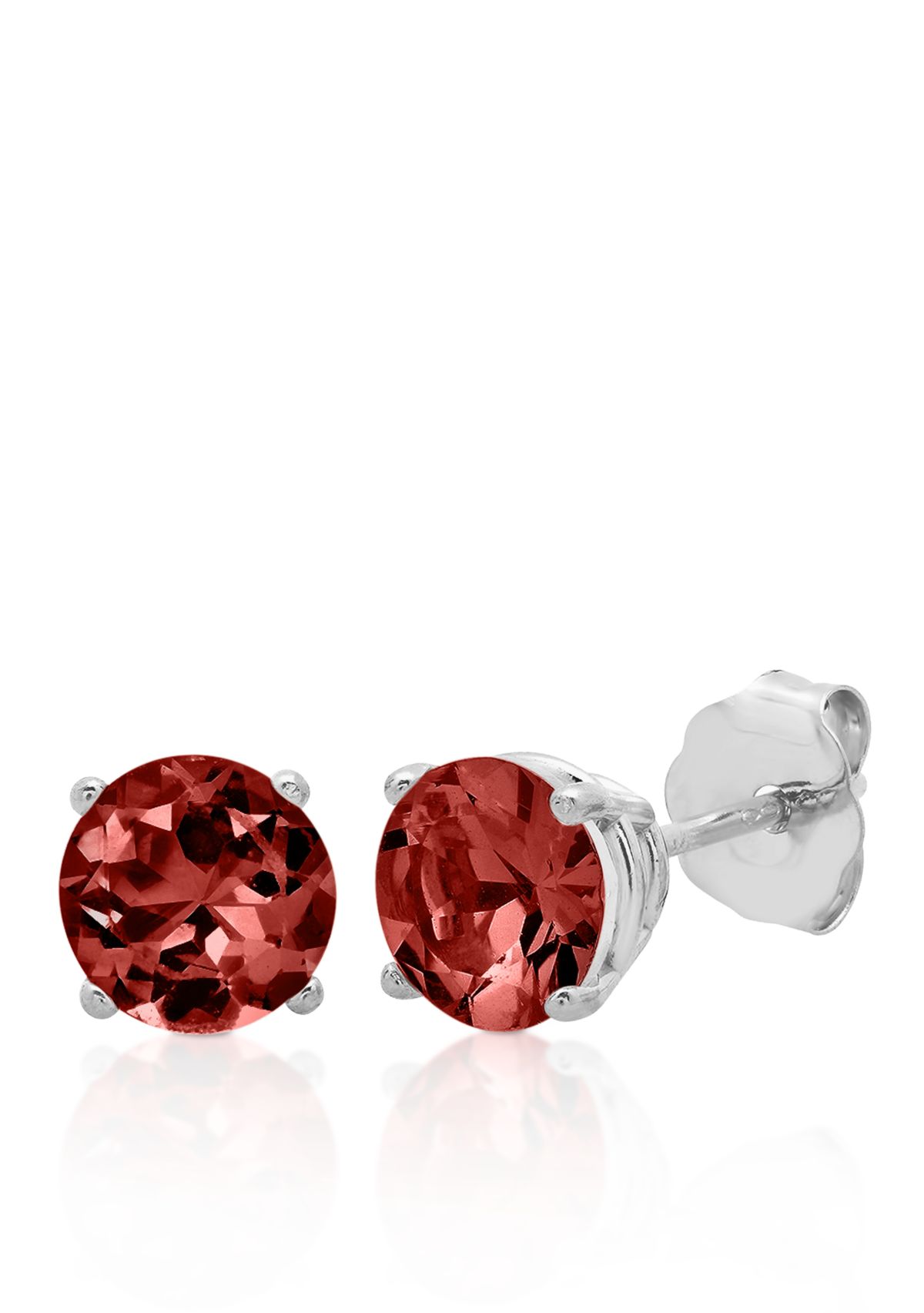 10k White Gold Garnet Stud Earrings