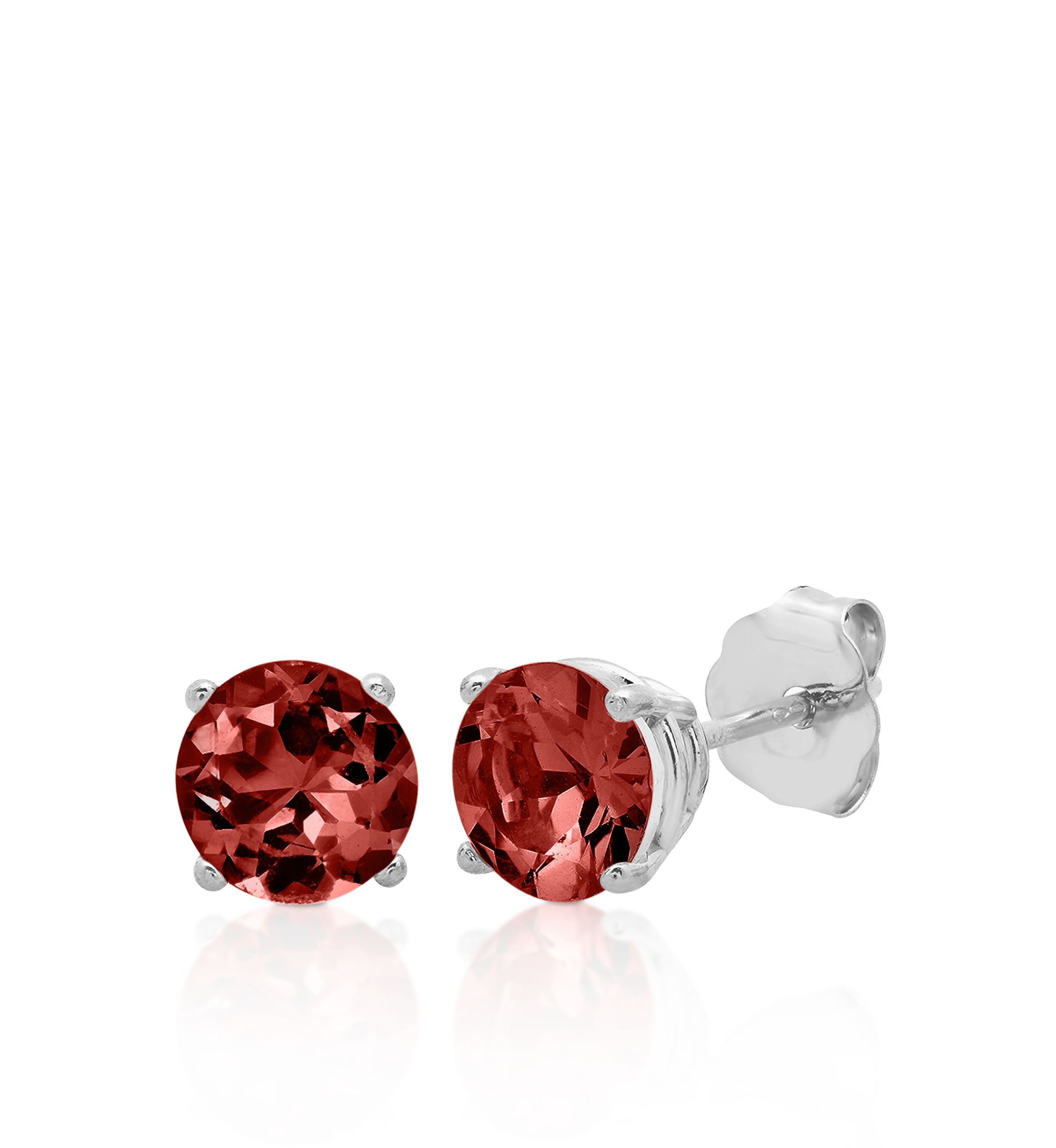 10k White Gold Garnet Stud Earrings