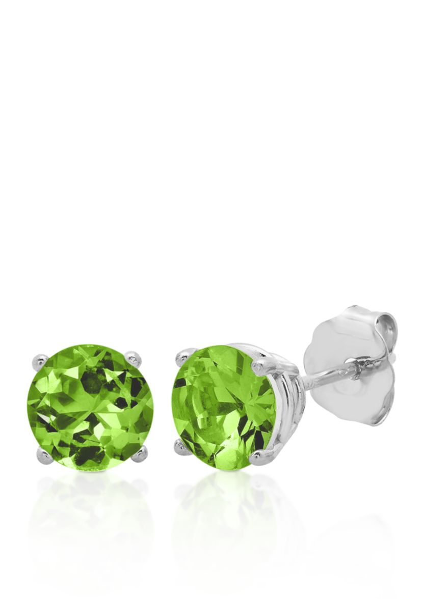 10k White Gold Peridot Stud Earrings