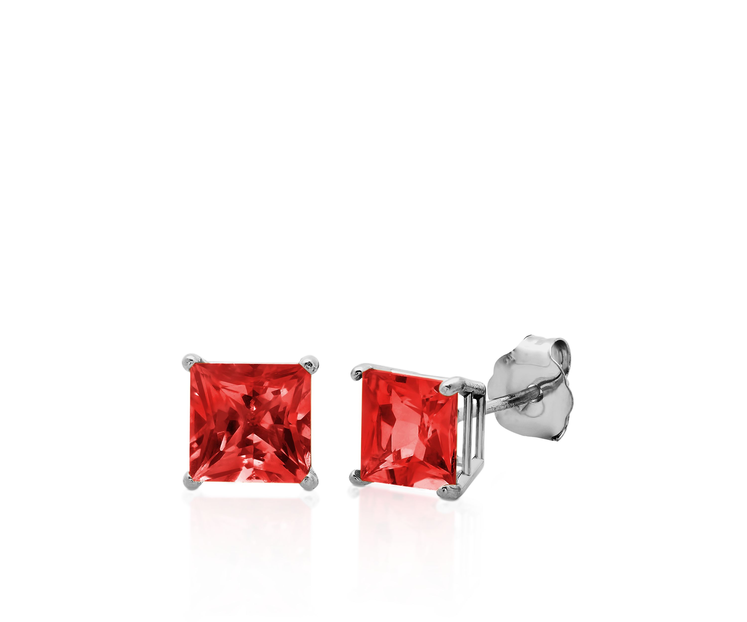 10k White Gold Garnet Stud Earrings