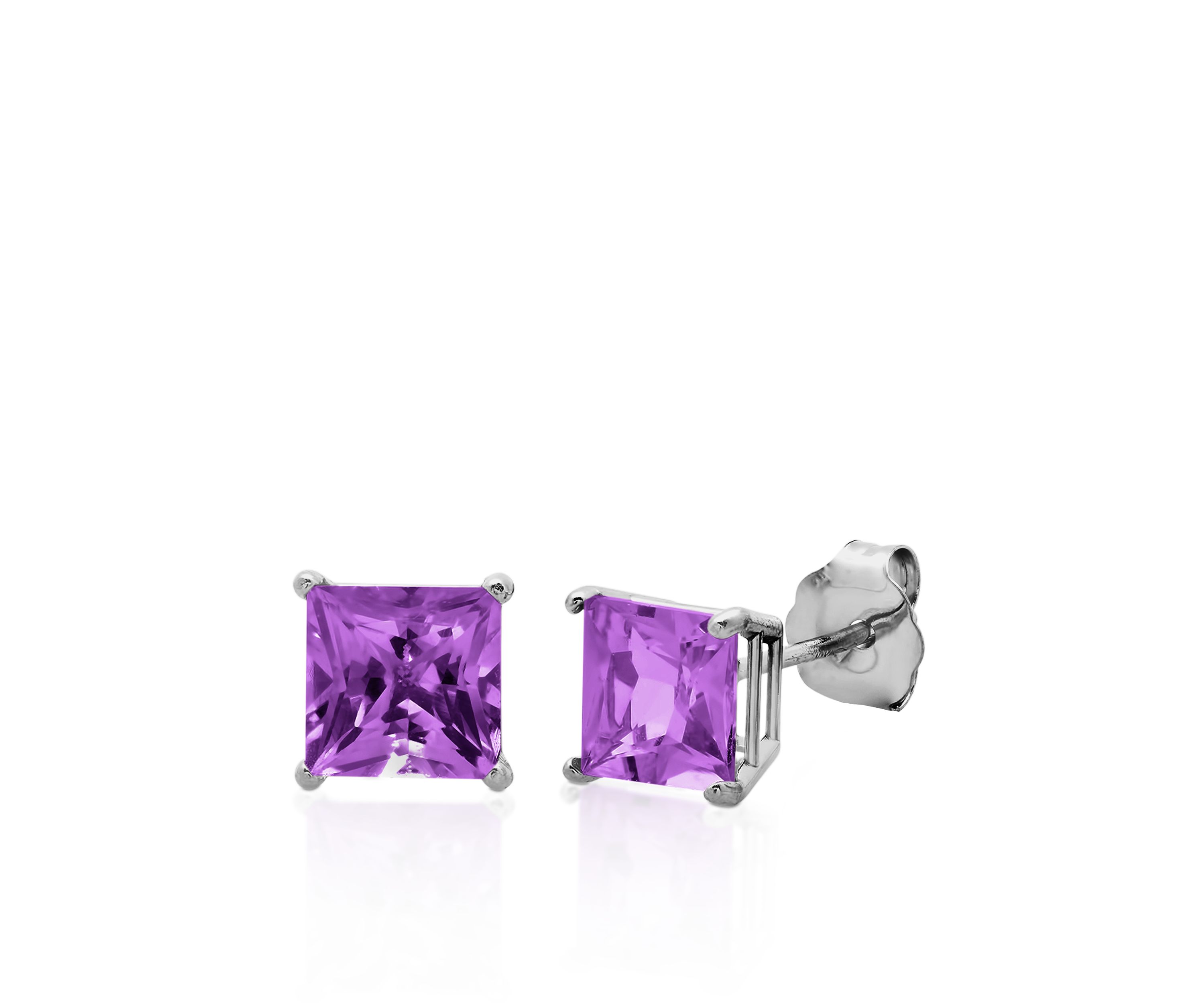 10k White Gold Amethyst Stud Earrings