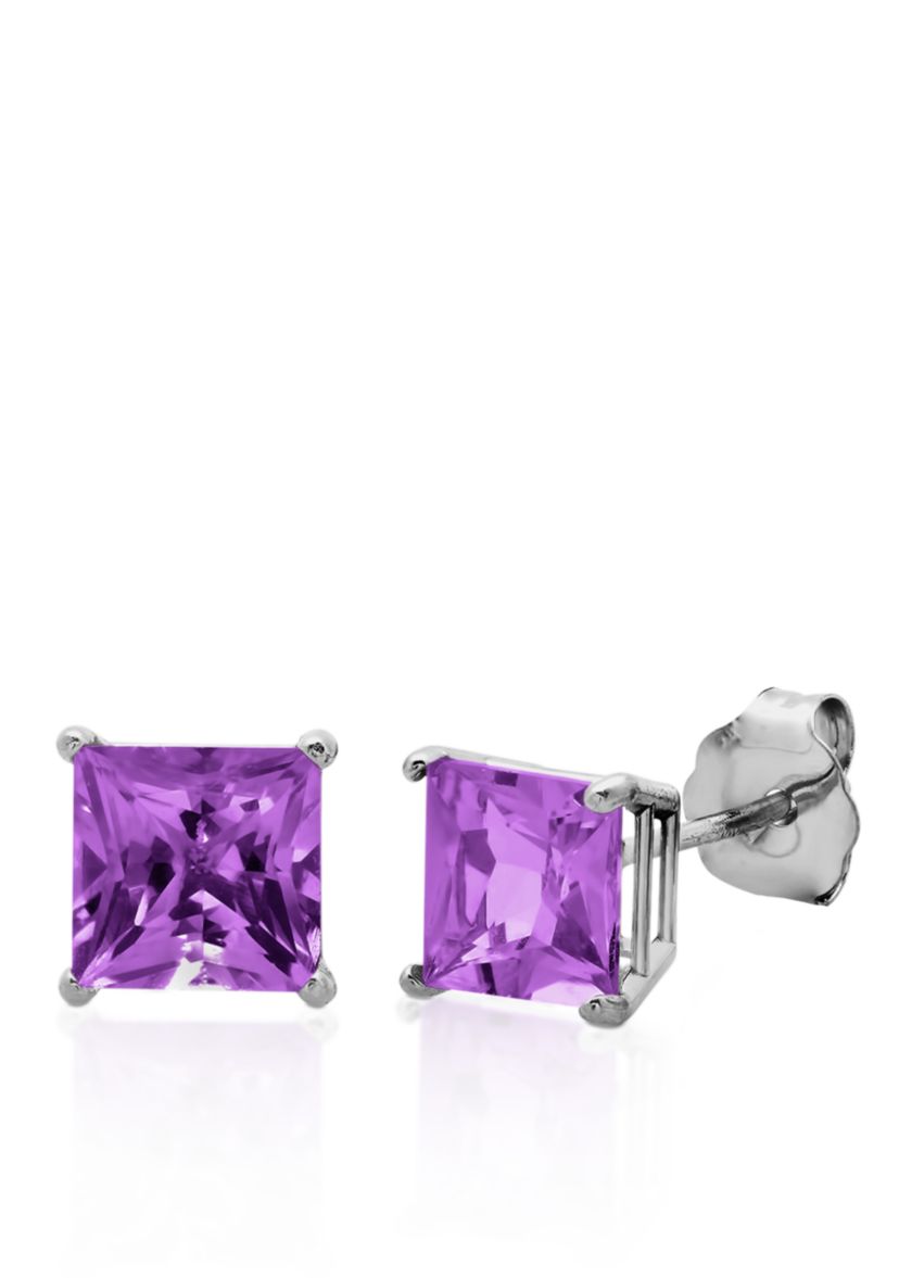 10k White Gold Amethyst Stud Earrings