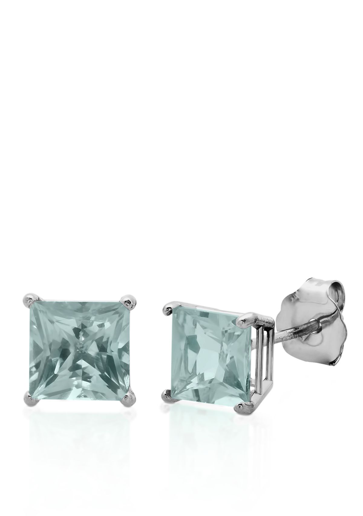 10k White Gold Aquamarine Stud Earrings