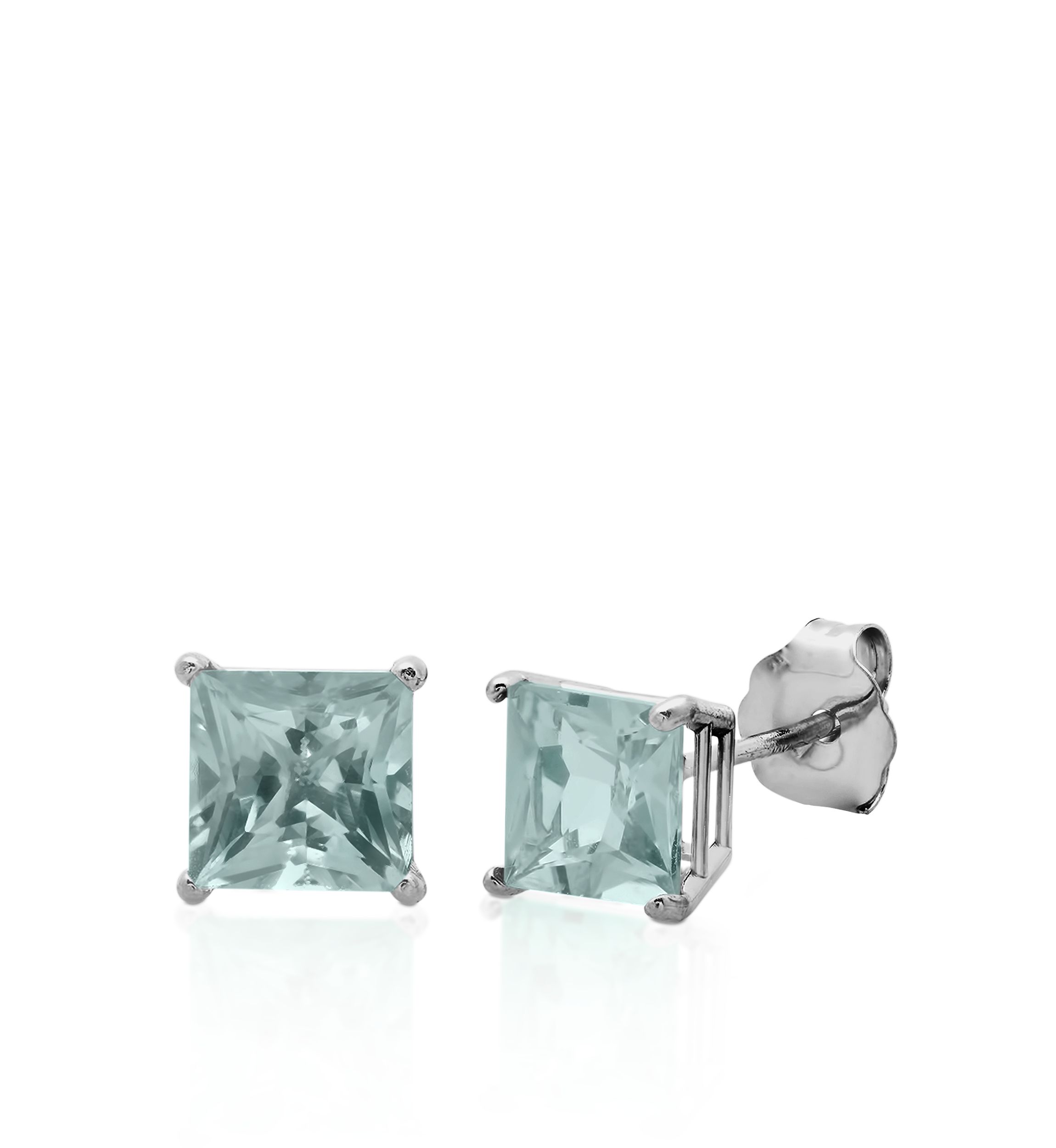 10k White Gold Aquamarine Stud Earrings