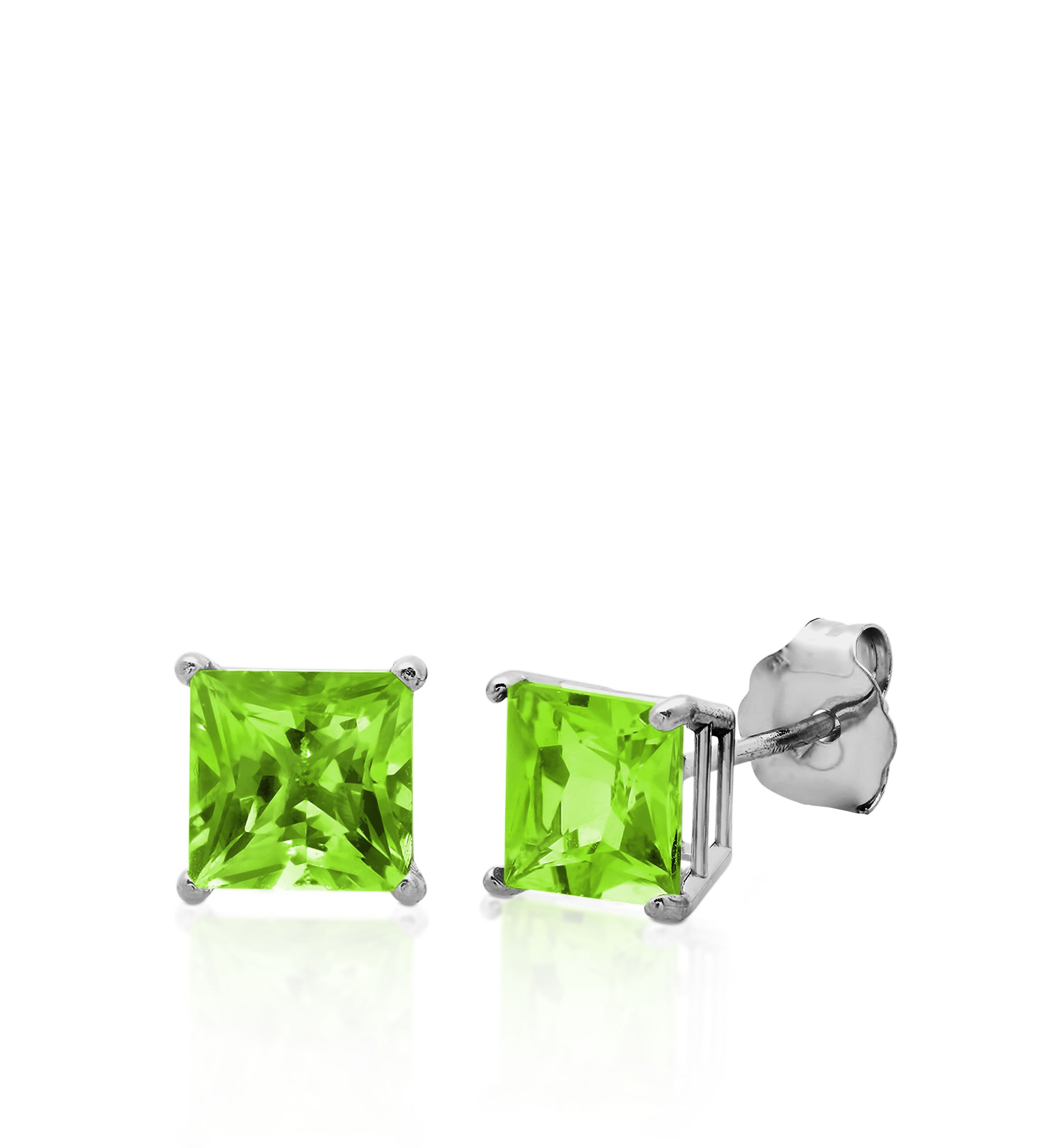 10k White Gold Peridot Stud Earrings