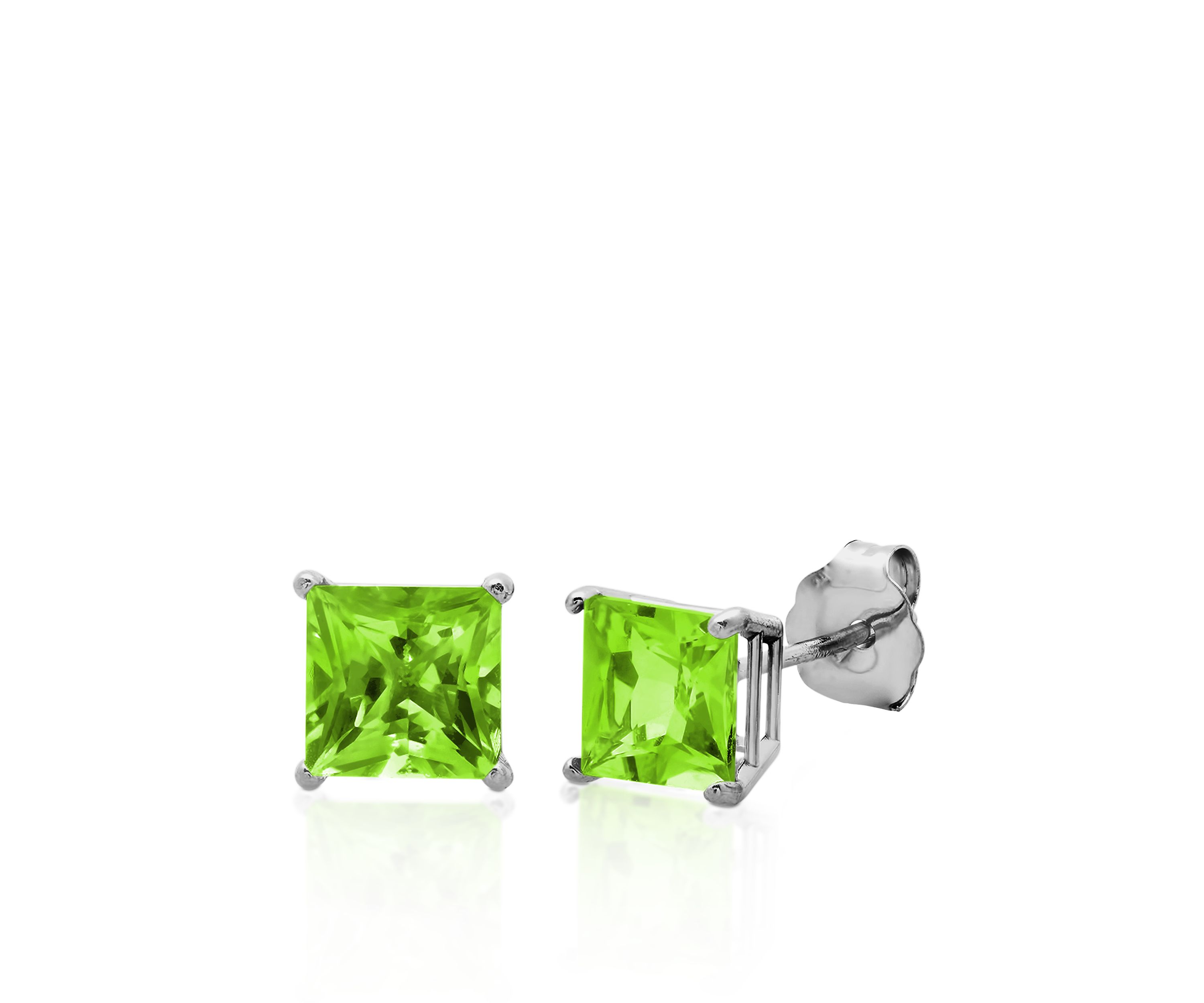 10k White Gold Peridot Stud Earrings