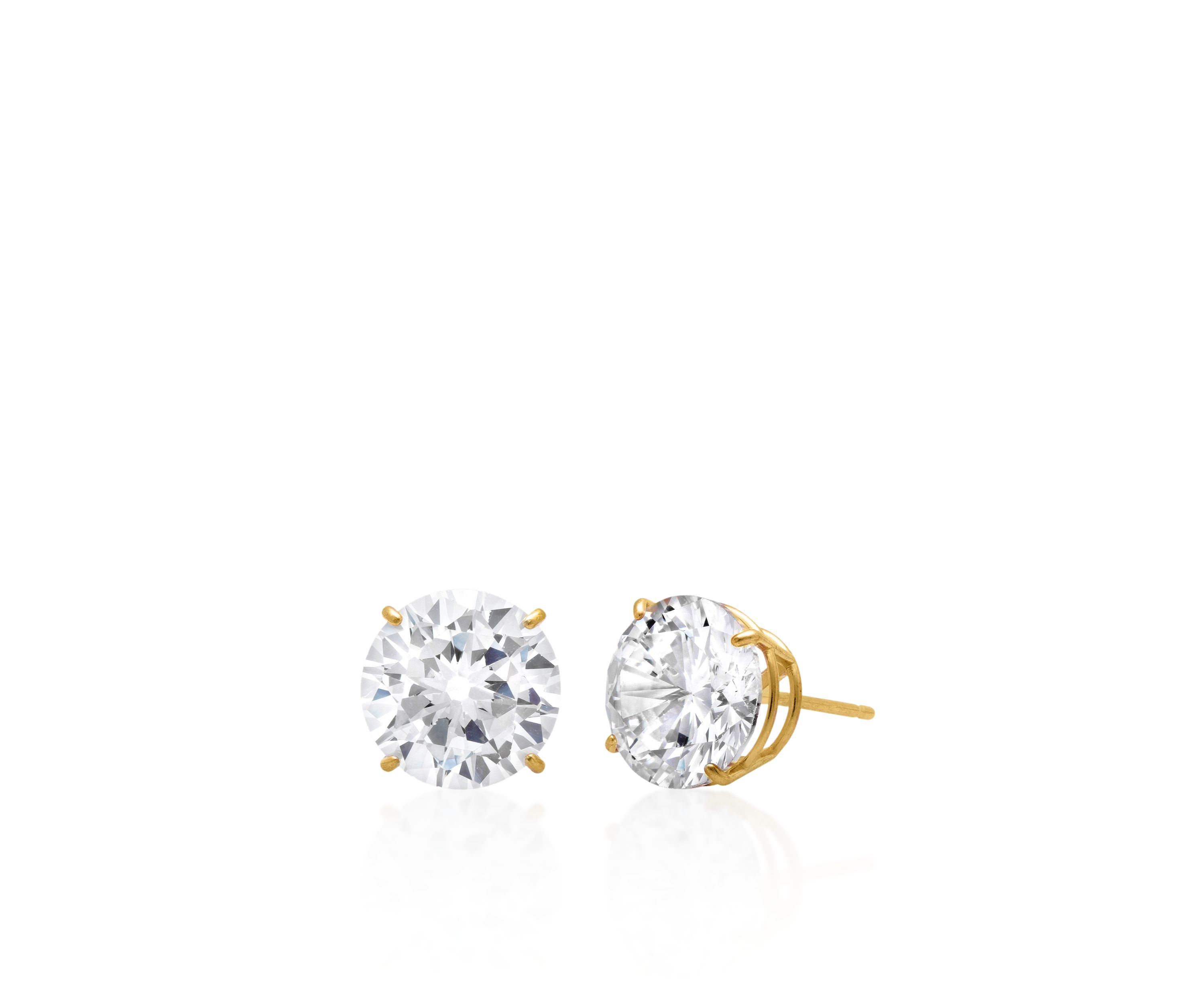 14k Yellow Gold 8.5mm Cubic Zirconia Stud Earrings