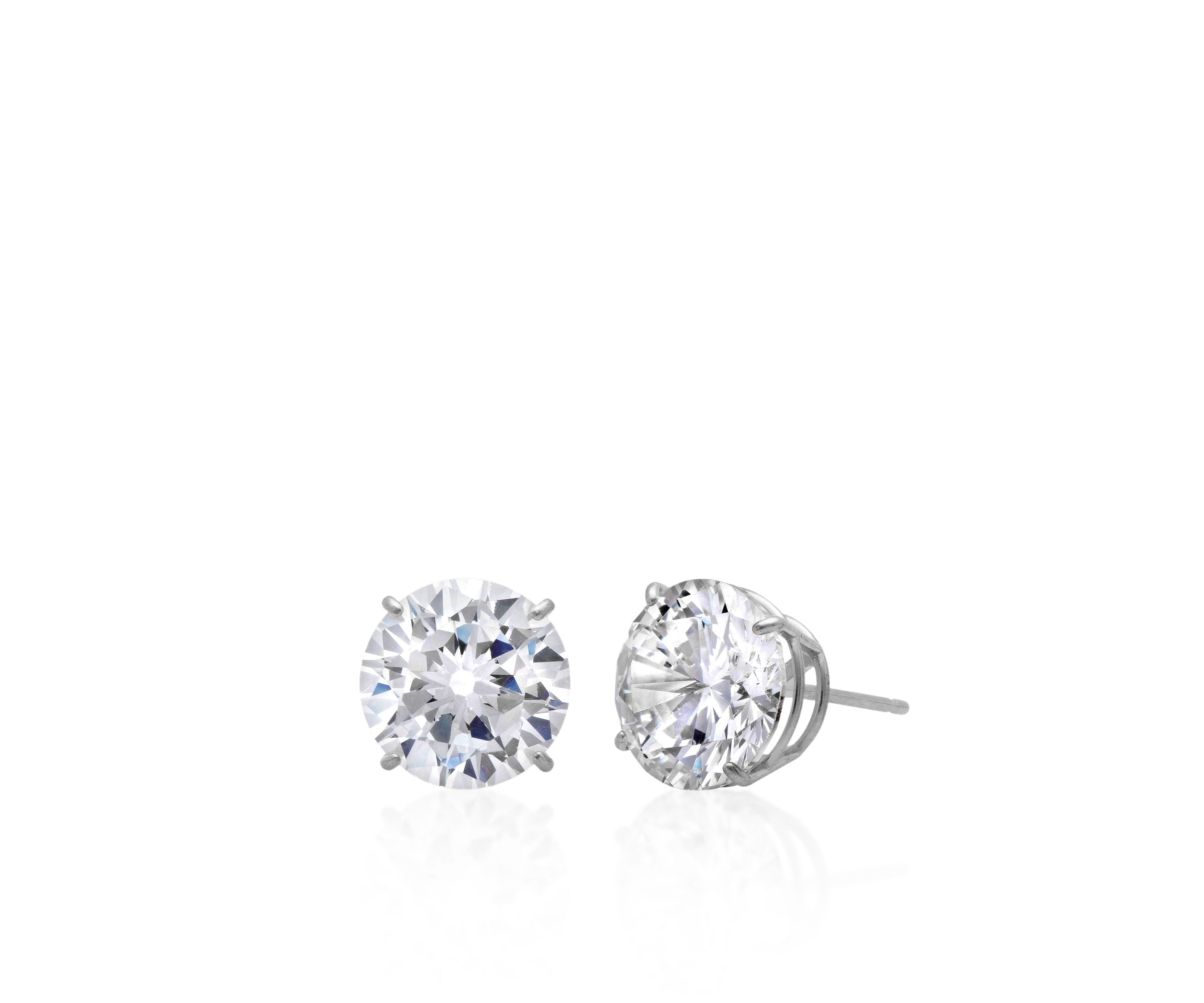 14k White Gold 9mm Cubic Zirconia Stud Earrings
