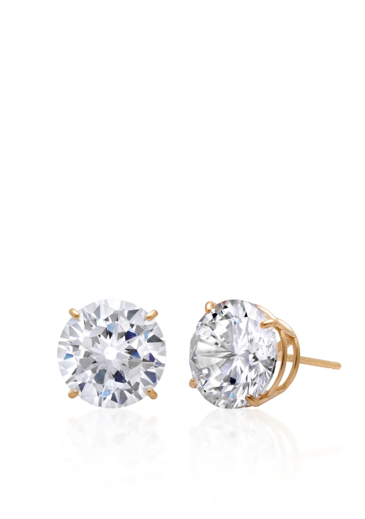 14k Yellow Gold 9mm Cubic Zirconia Stud Earrings