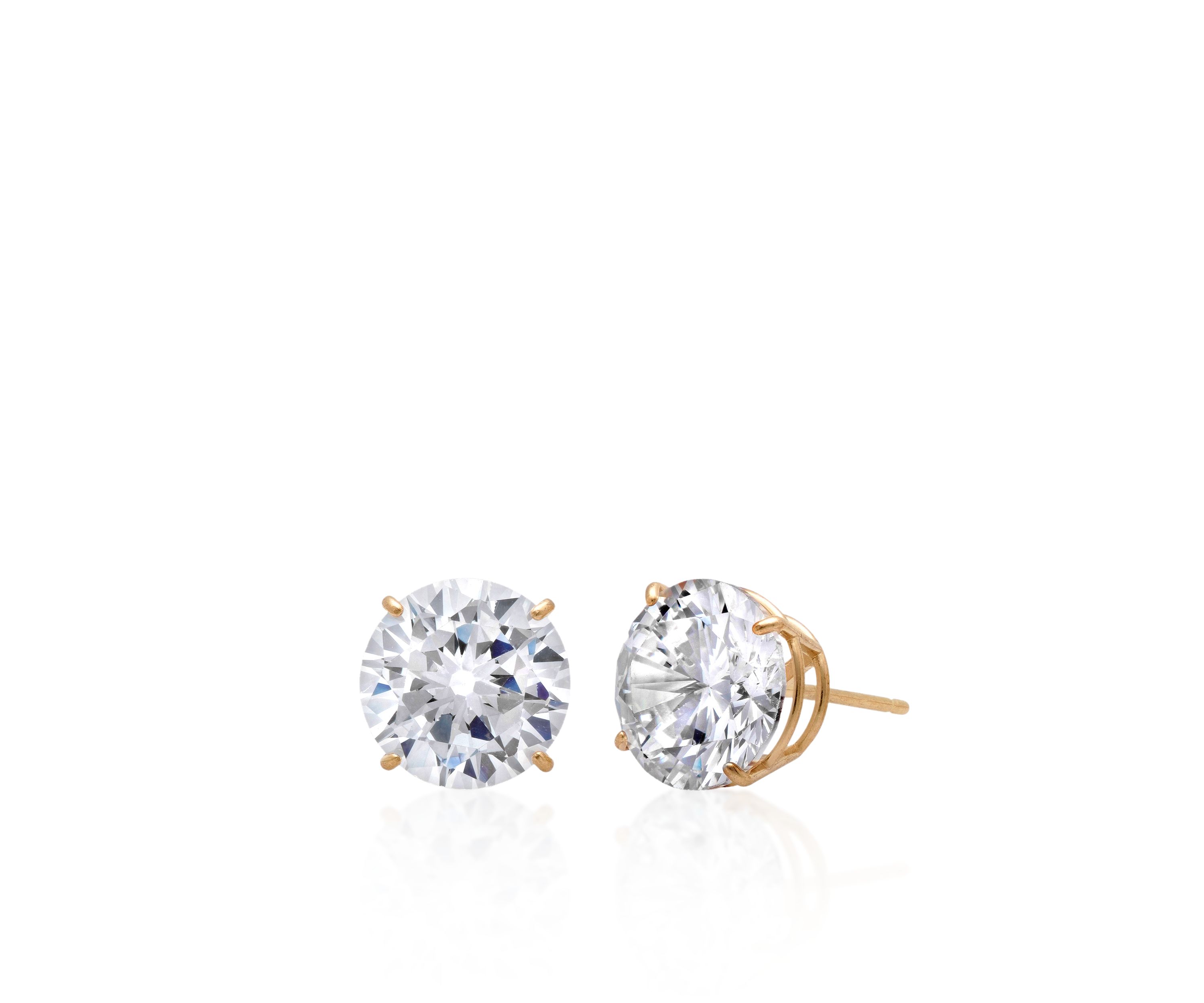 14k Yellow Gold 9mm Cubic Zirconia Stud Earrings