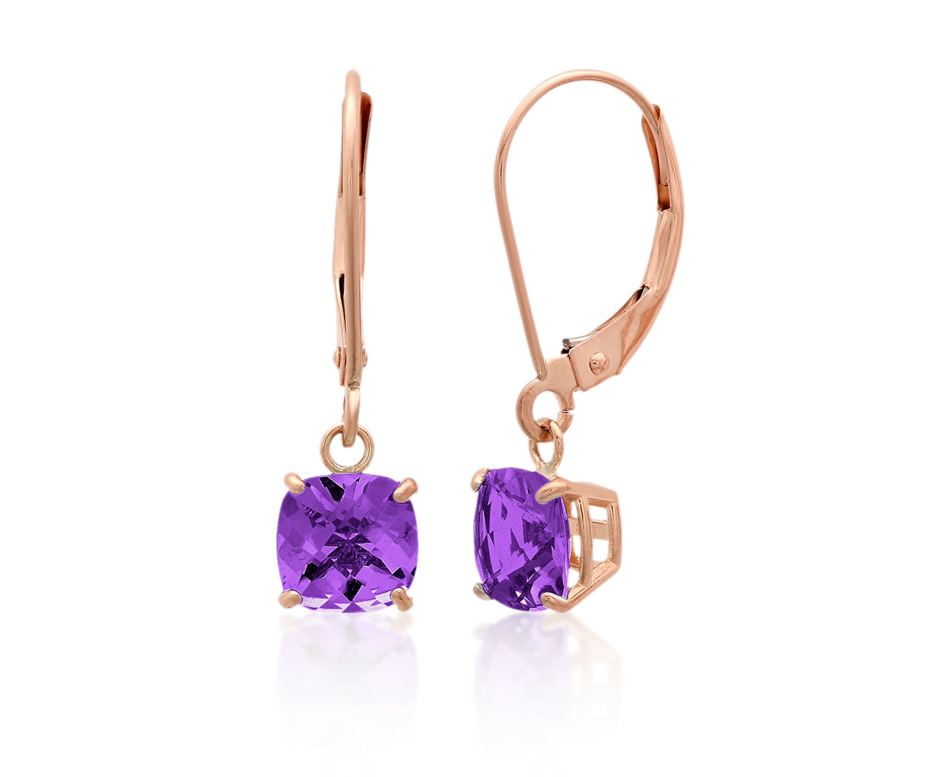 10k Rose Gold Amethyst Earrings