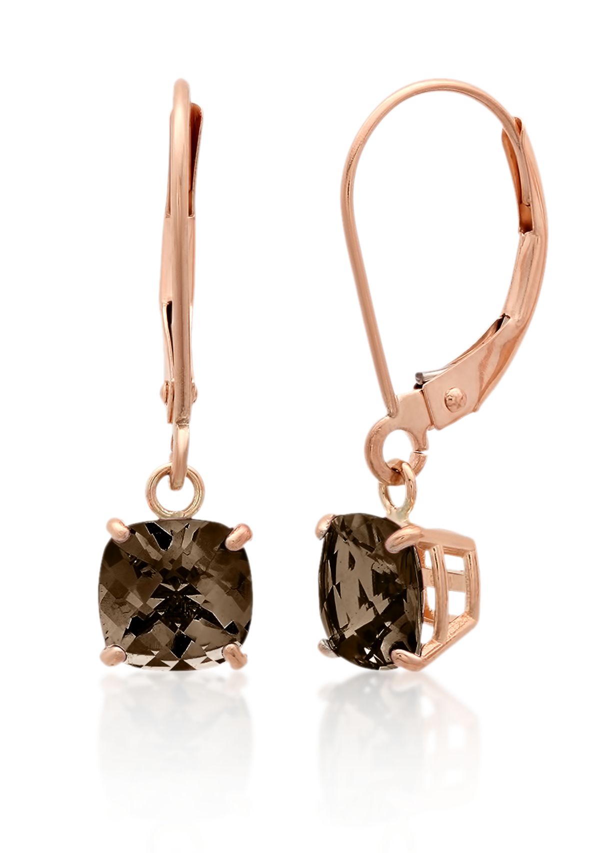 10k Rose Gold Smokey Quartz Earrings