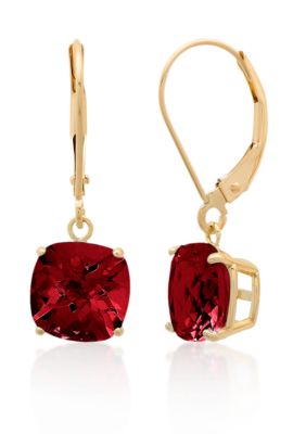 Belk & Co 10k Yellow Gold Garnet Earrings, Red