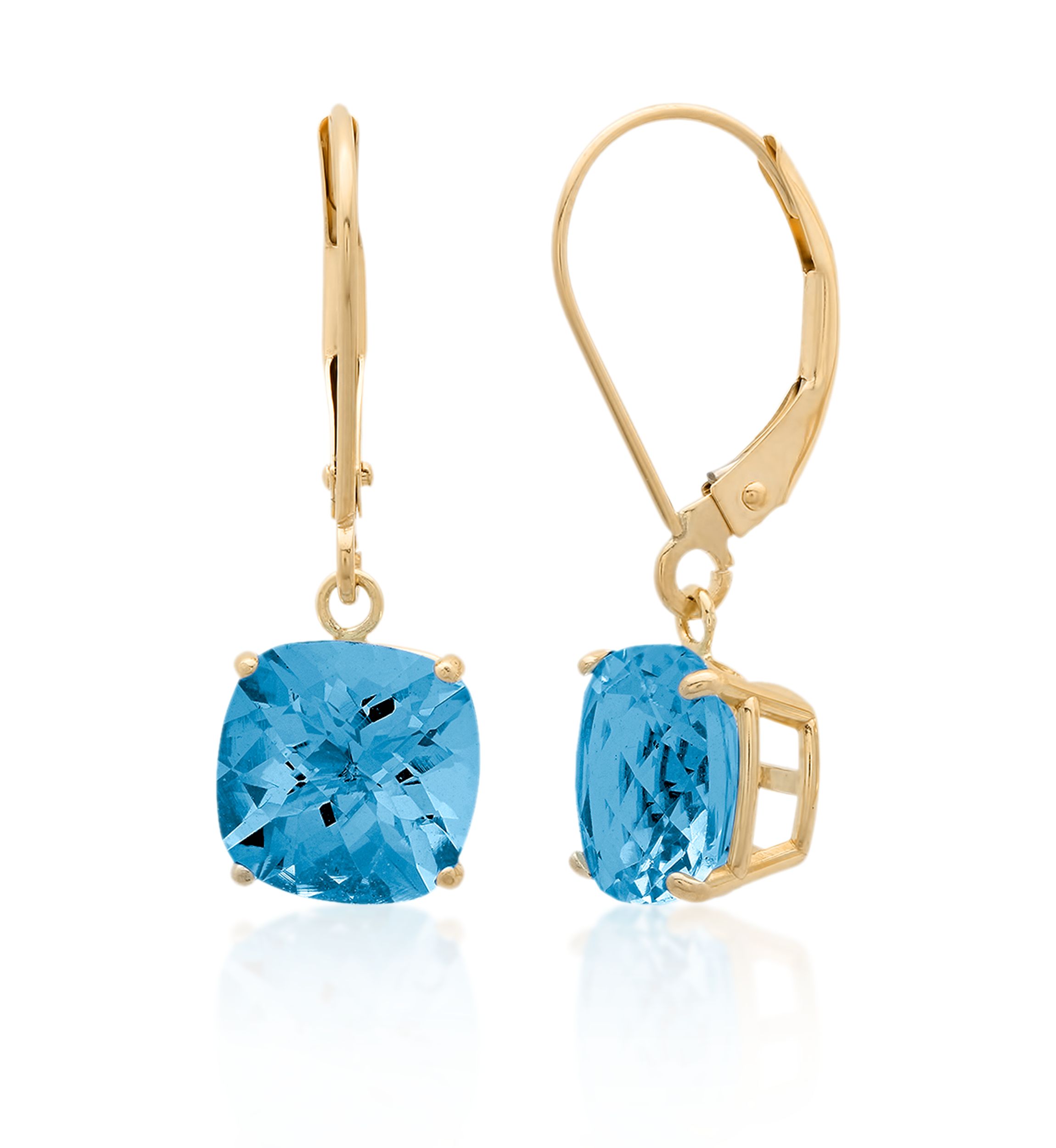 10k Yellow Gold London Blue Topaz Earrings