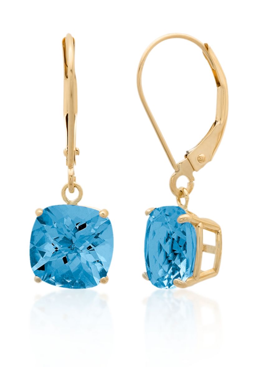 10k Yellow Gold London Blue Topaz Earrings