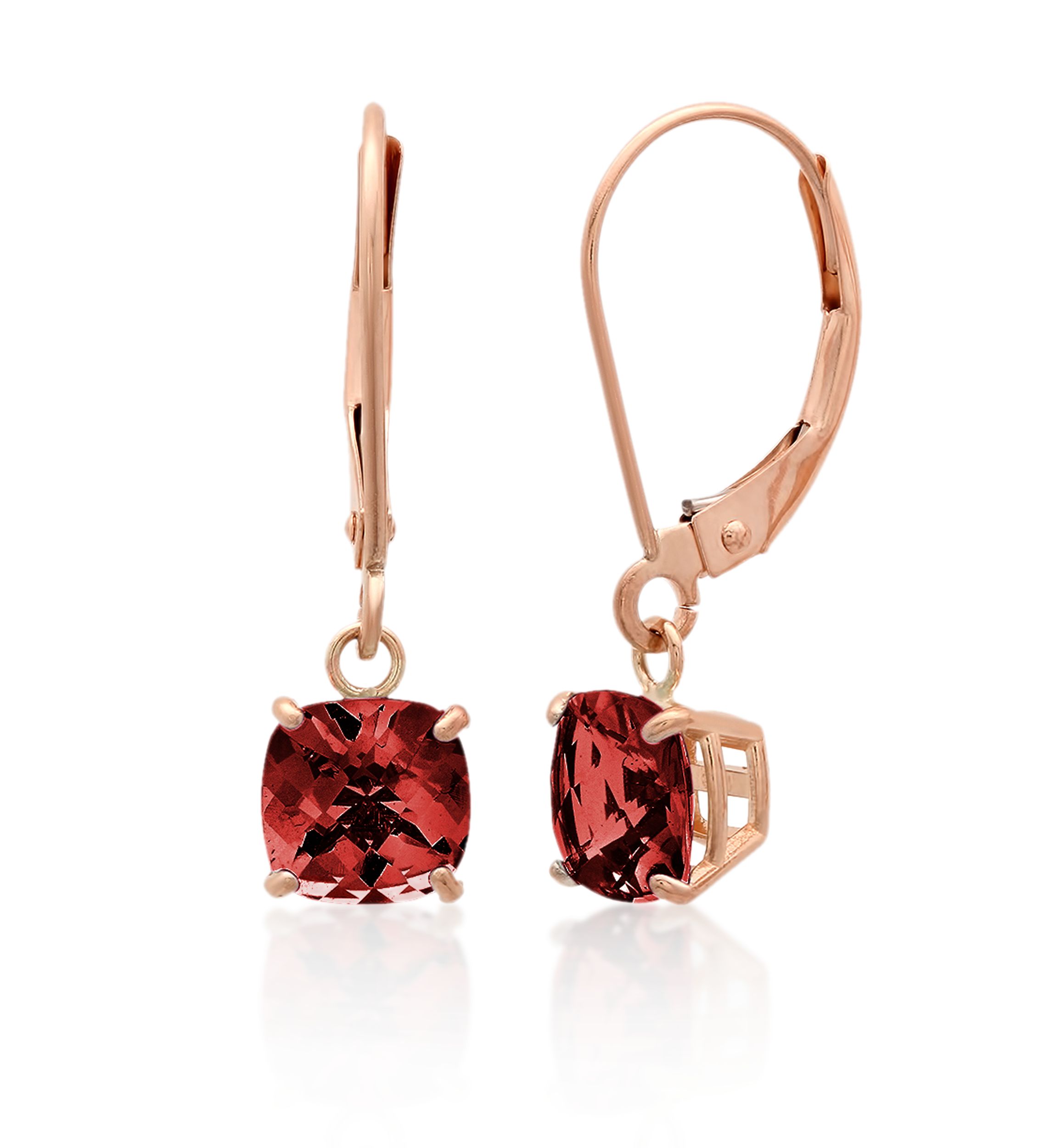 10k Rose Gold Garnet Earrings