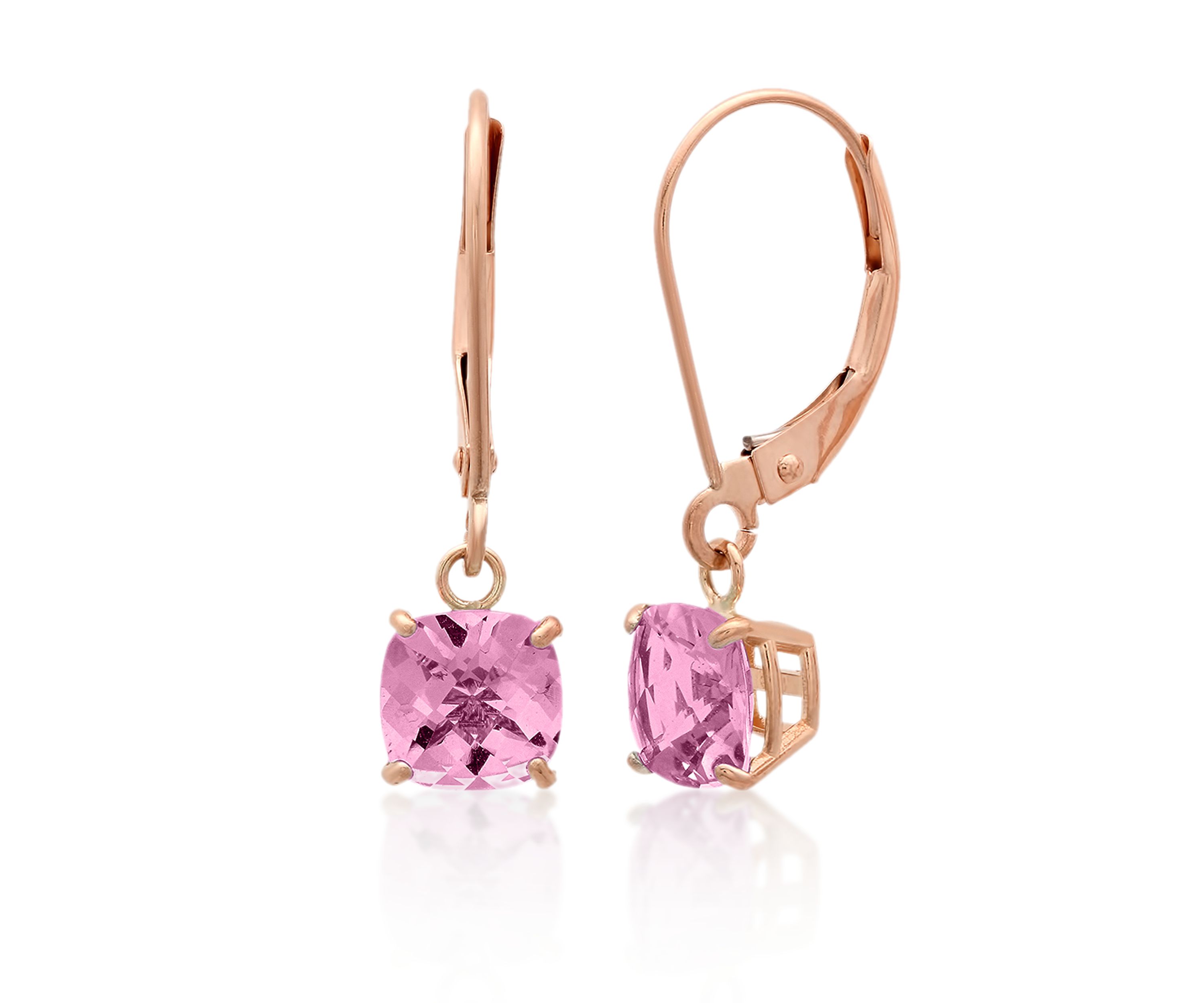 10k Rose Gold Pink Amethyst Earrings