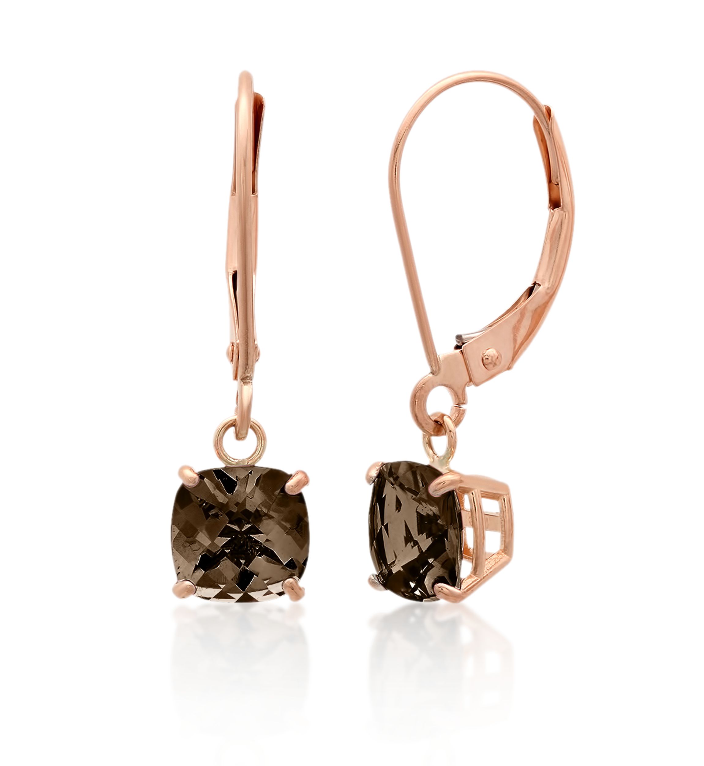 10k Rose Gold Smokey Quartz Earrings