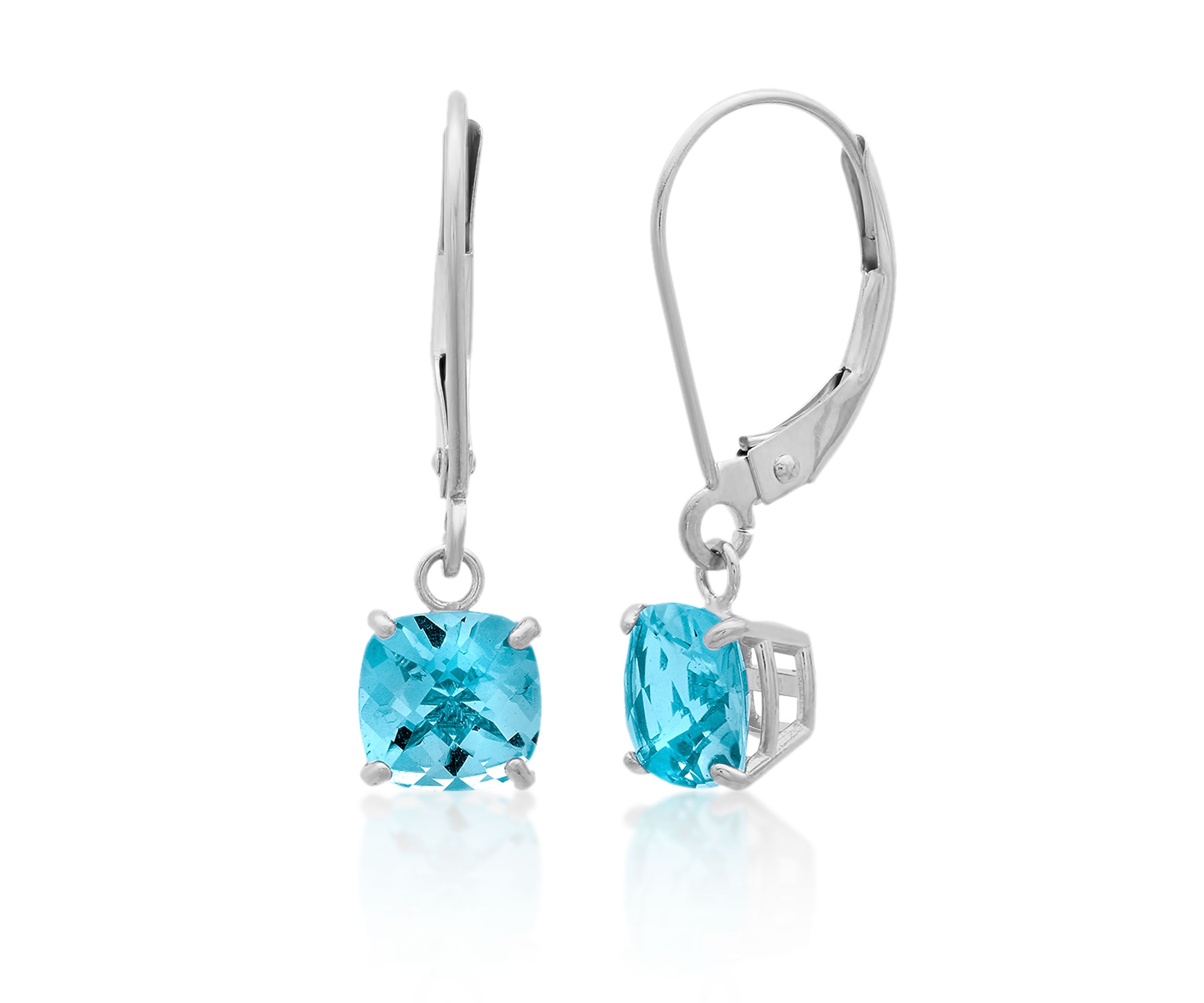 10k White Gold Blue Topaz Earrings