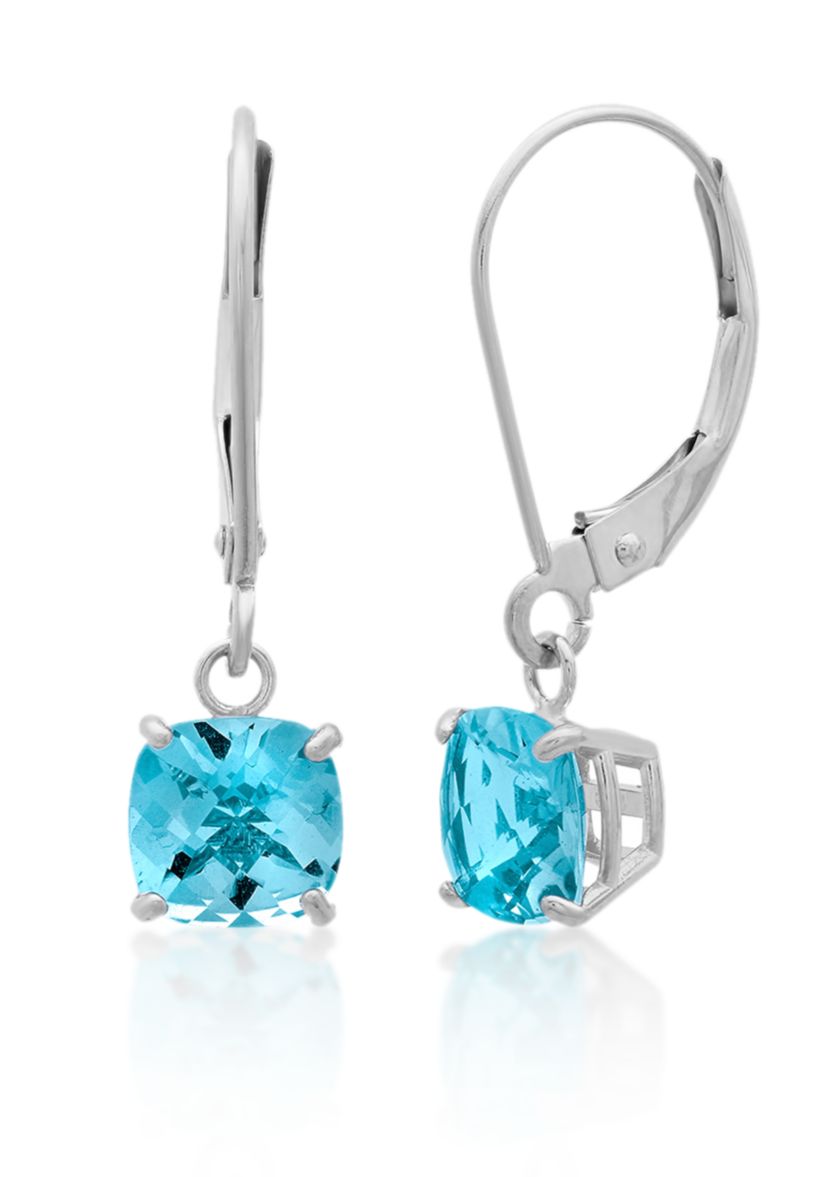 10k White Gold Blue Topaz Earrings