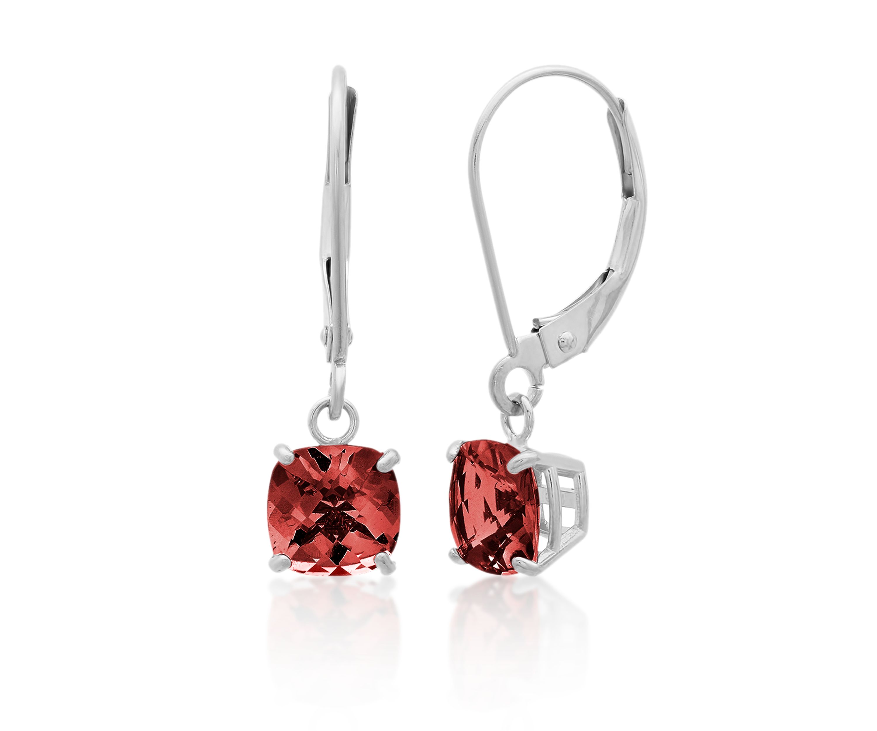 10k White Gold Garnet Earrings