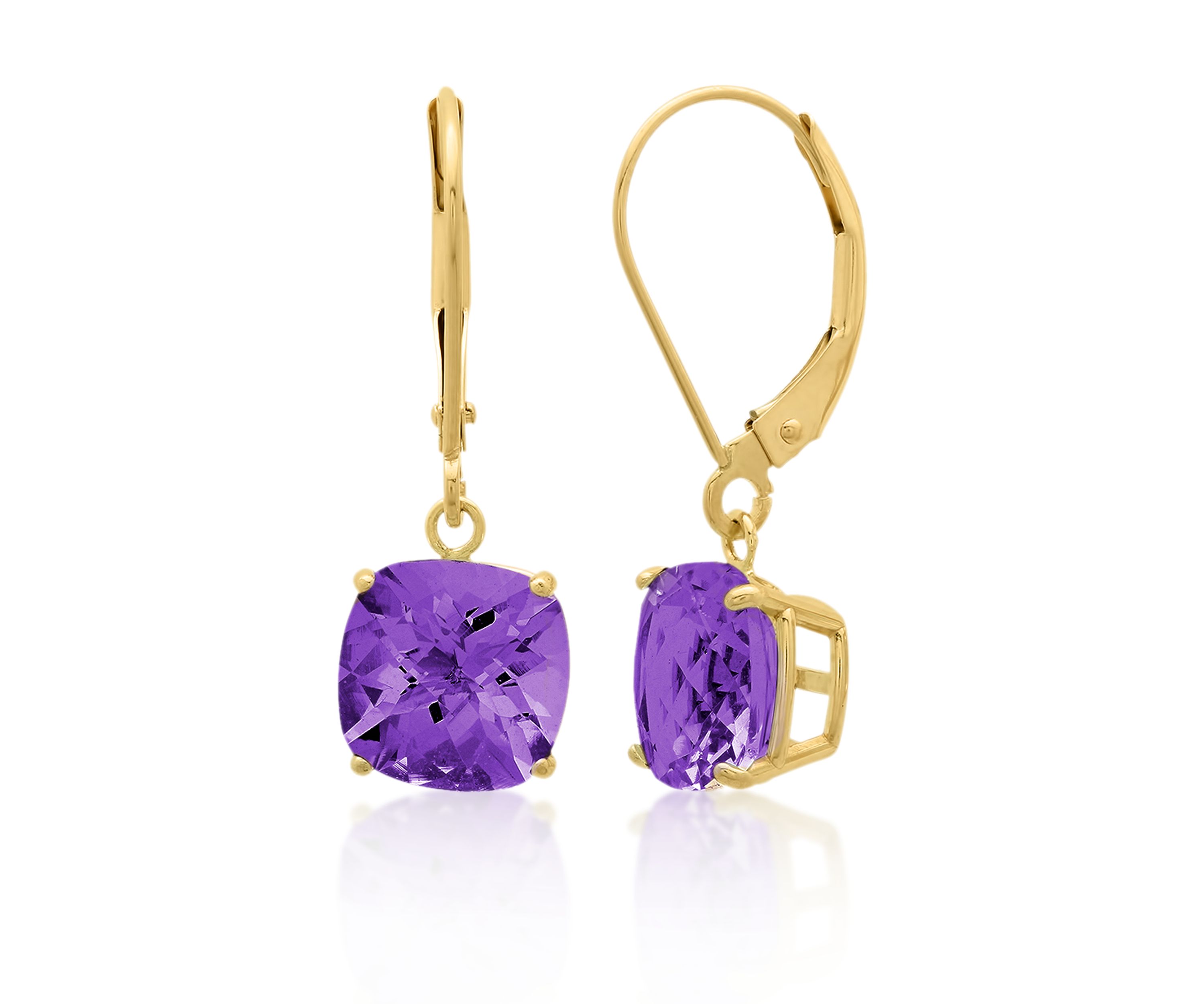 10k Yellow Gold Amethyst Earrings