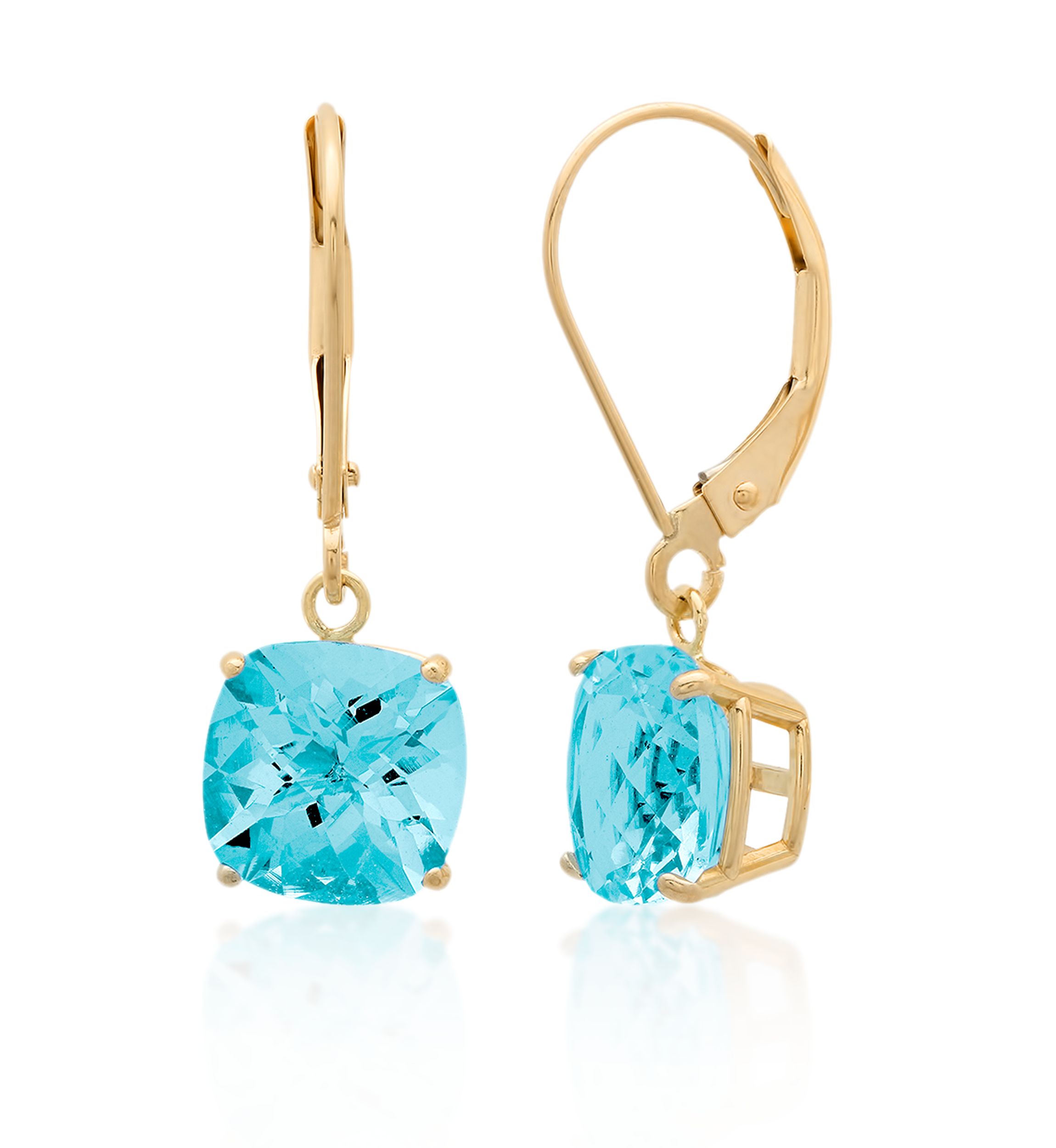 10k Yellow Gold Blue Topaz Earrings