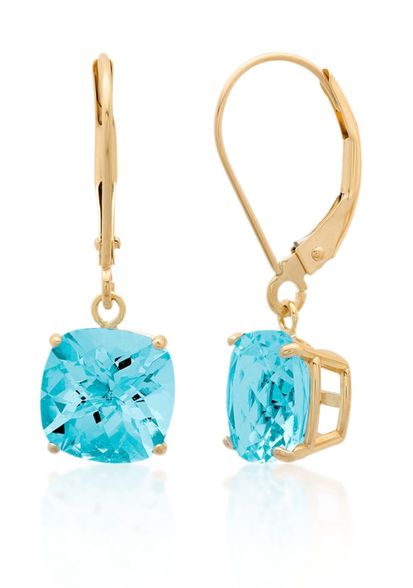 10k Yellow Gold Blue Topaz Earrings