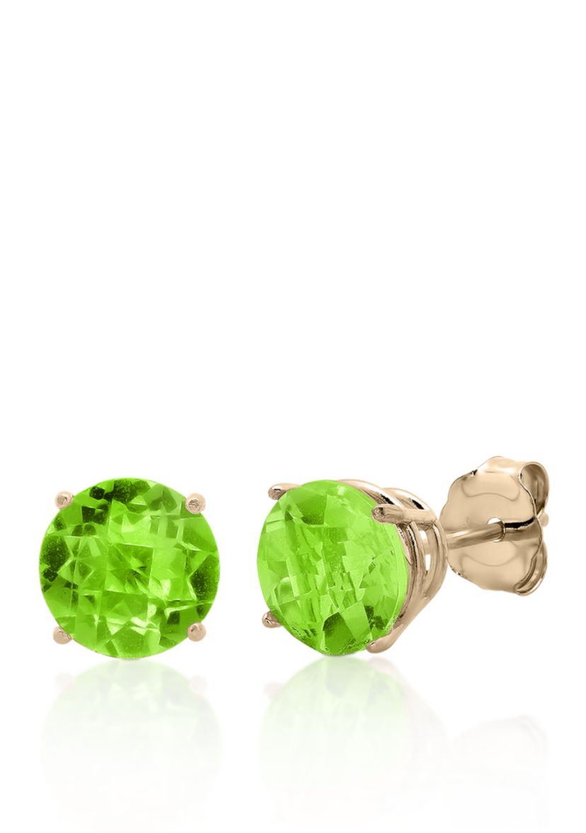 10k Yellow Gold Peridot Stud Earrings