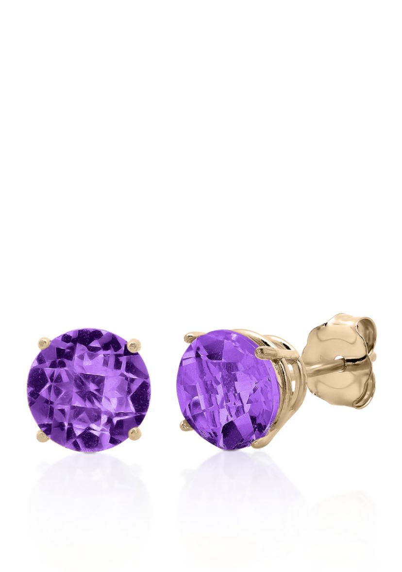 10k Rose Gold Amethyst Stud Earrings