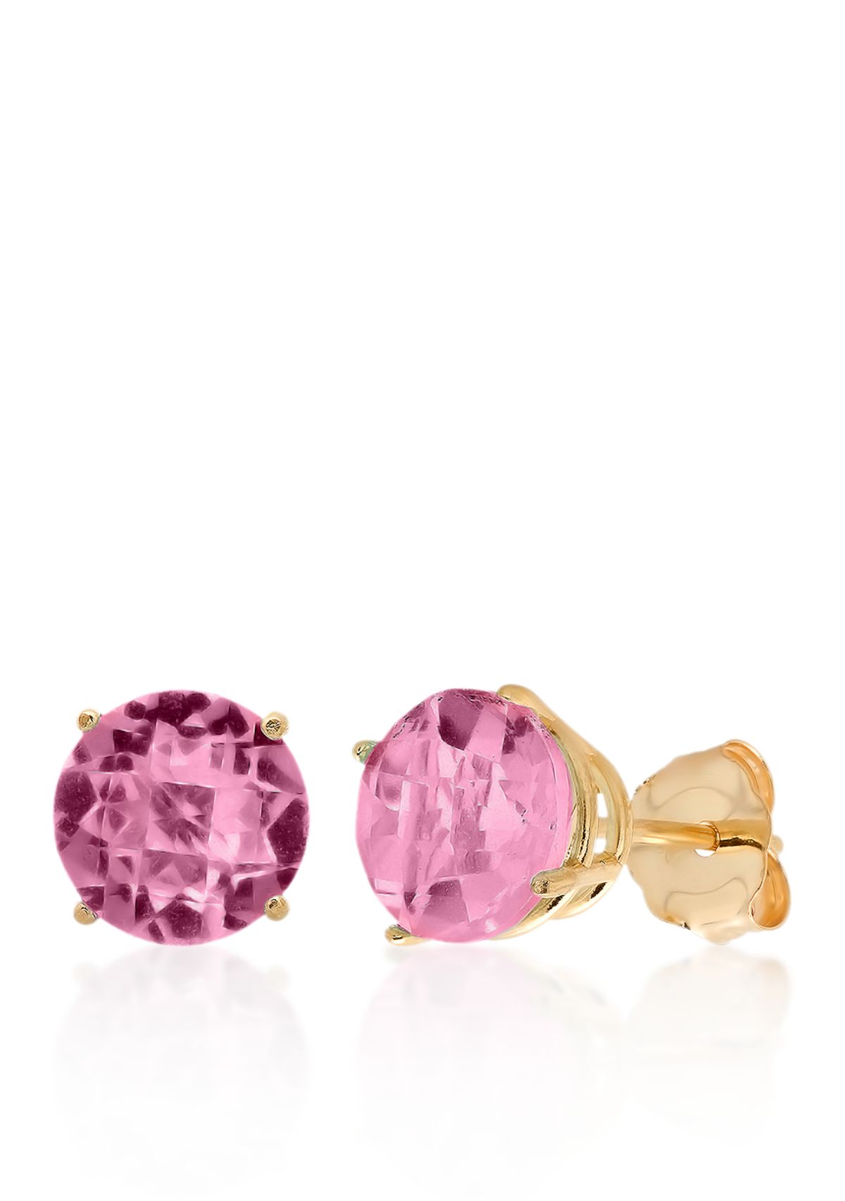 10k Yellow Gold Pink Amethyst Stud Earrings
